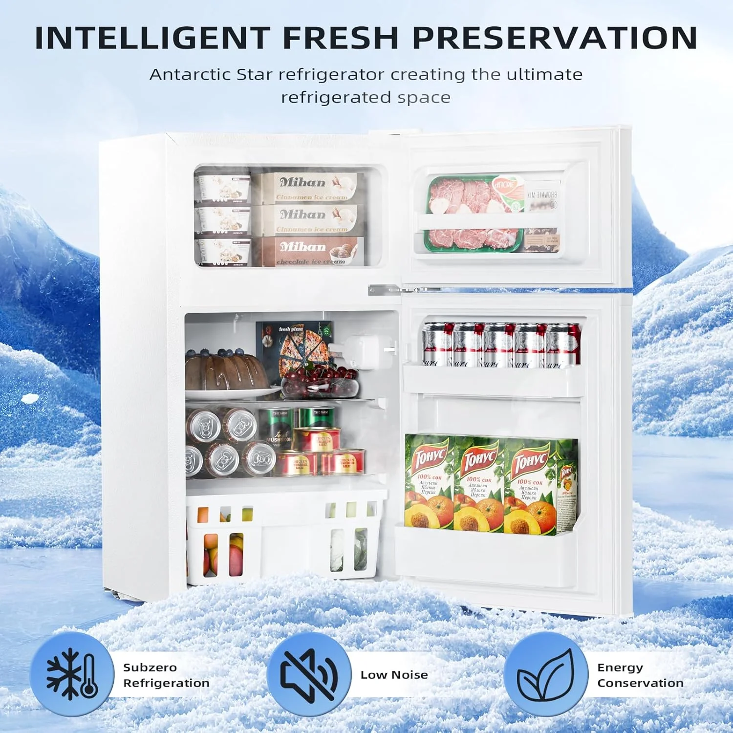 Kismile 3.2 Cu.Ft,Mini Refrigerator with Freezer F5887 - Image 9