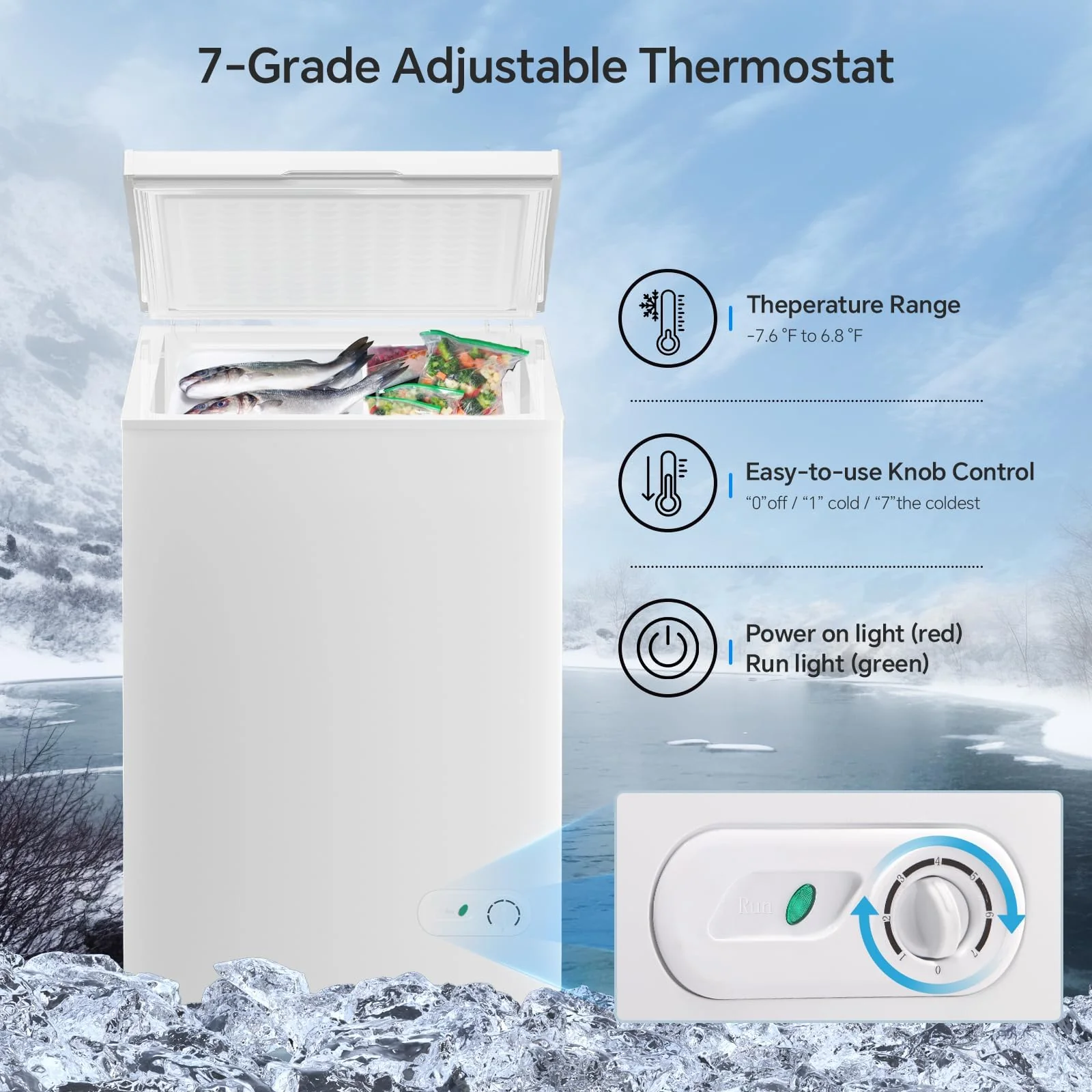 Kismile 3.5 Cubic Feet Chest Freezer - Image 10
