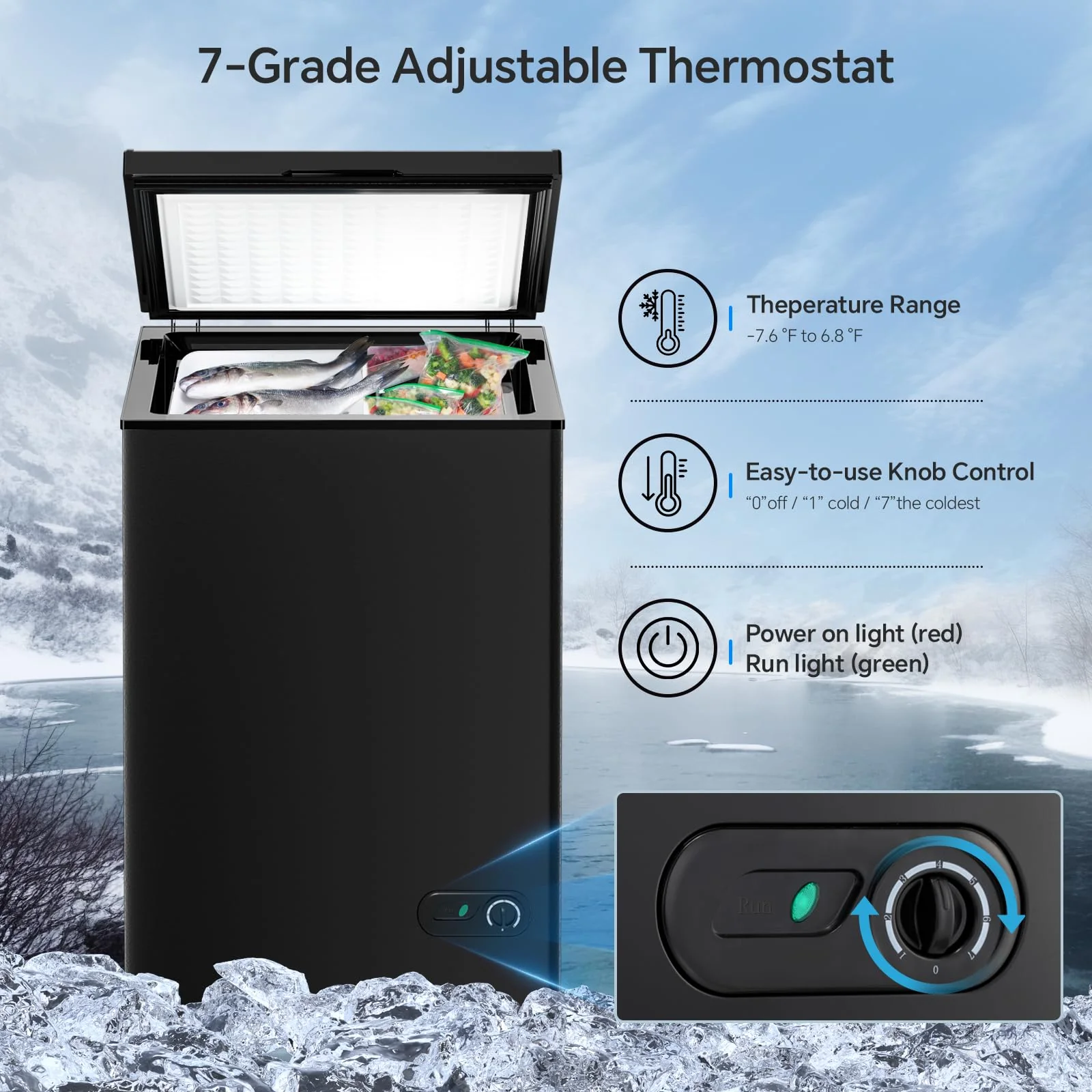 Kismile 3.5 Cubic Feet Chest Freezer - Image 3