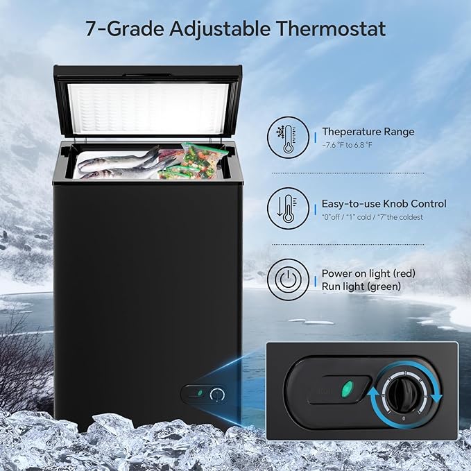 Kismile 7.0/3.5 Cubic Feet Chest Freezer with Removable Basket Free Standing - Image 18