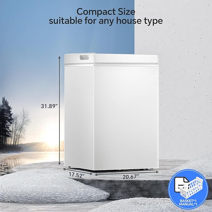 Kismile 7.0/3.5 Cubic Feet Chest Freezer with Removable Basket Free Standing - Image 24