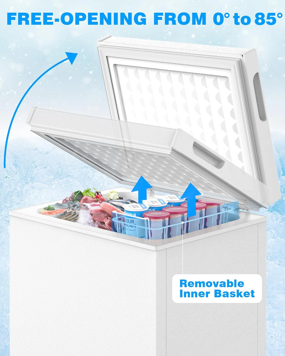Kismile 7.0/3.5 Cubic Feet Chest Freezer with Removable Basket Free Standing - Image 27