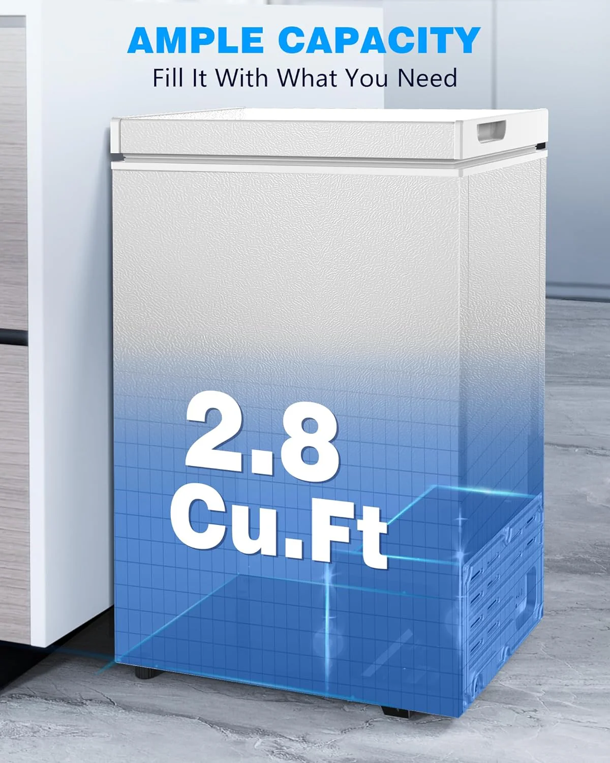 Kismile 7.0/3.5 Cubic Feet Chest Freezer with Removable Basket Free Standing - Image 30