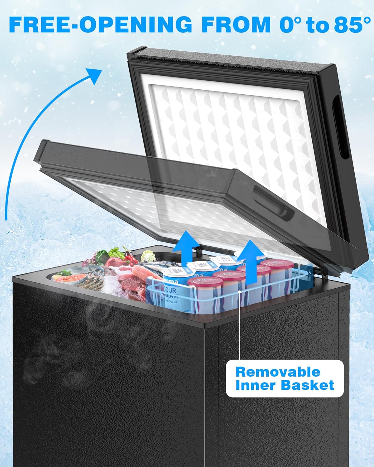 Kismile 7.0/3.5 Cubic Feet Chest Freezer with Removable Basket Free Standing - Image 33