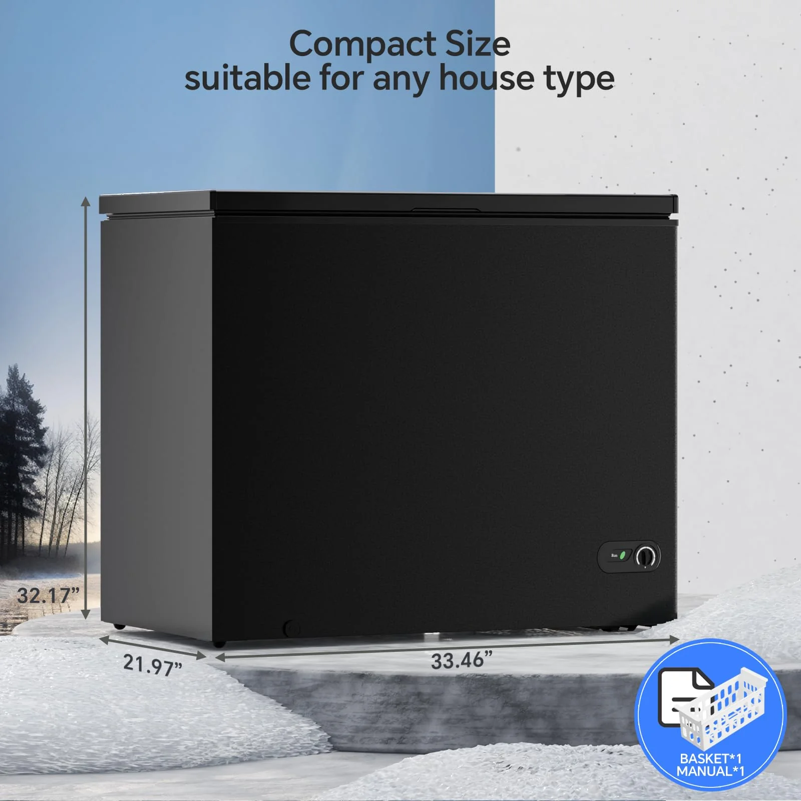 Kismile 7.0/3.5 Cubic Feet Chest Freezer with Removable Basket Free Standing - Image 6