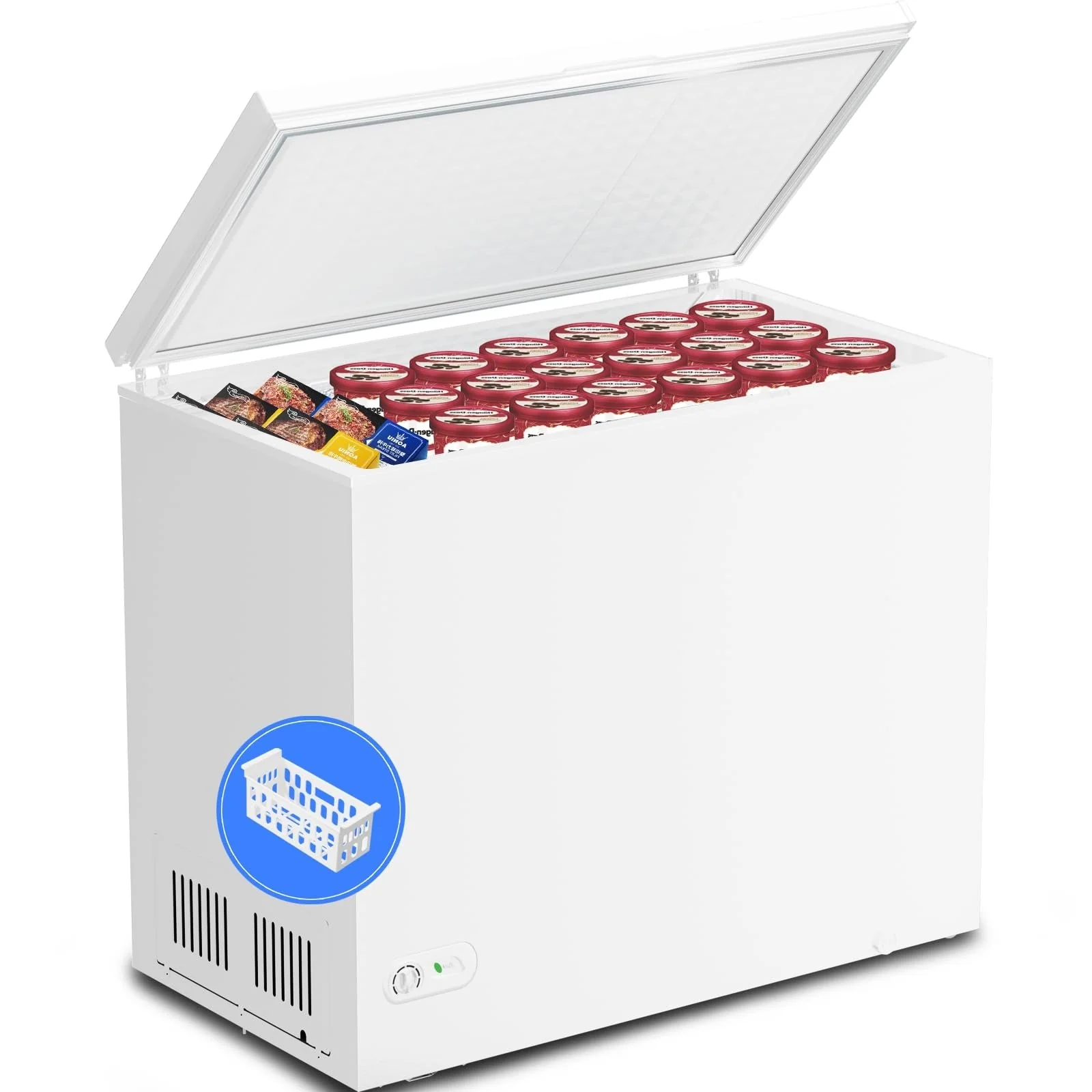 Kismile 7.0/3.5 Cubic Feet Chest Freezer with Removable Basket Free Standing - Image 9