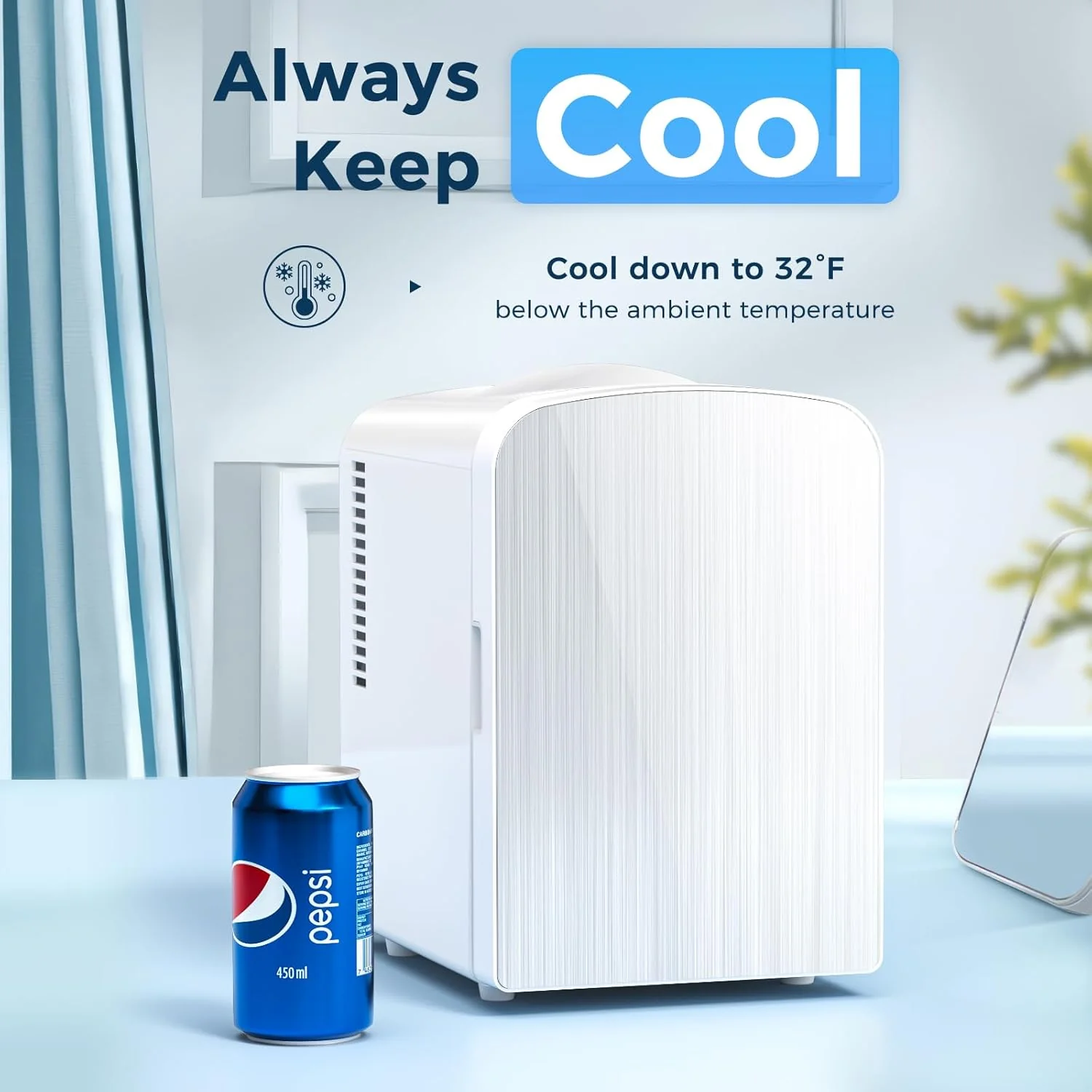 Kismile Compact Refrigerator, Portable Mini Fridge, Skin Care 4L Capacity/6 Cans F3404S - Image 2