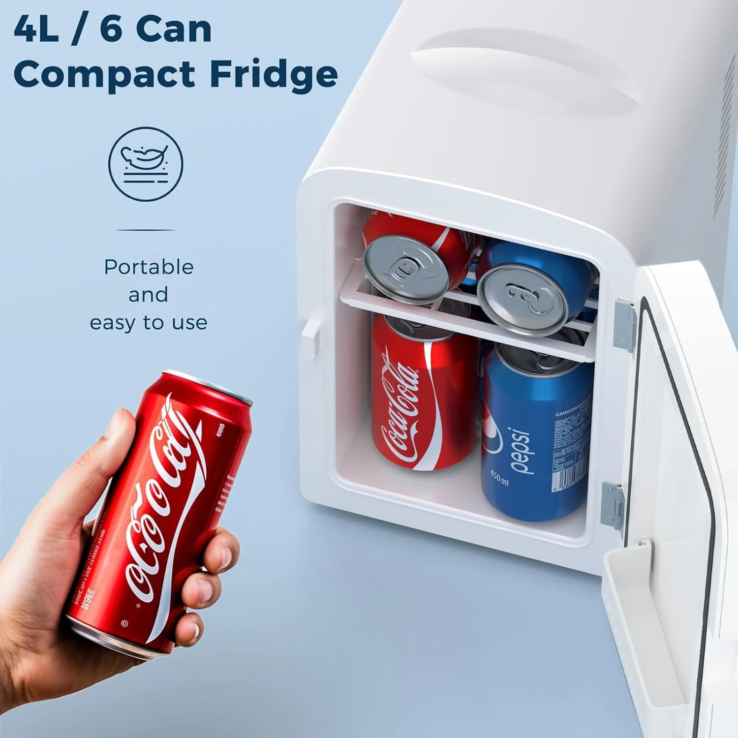 Kismile Compact Refrigerator, Portable Mini Fridge, Skin Care 4L Capacity/6 Cans F3404S - Image 3