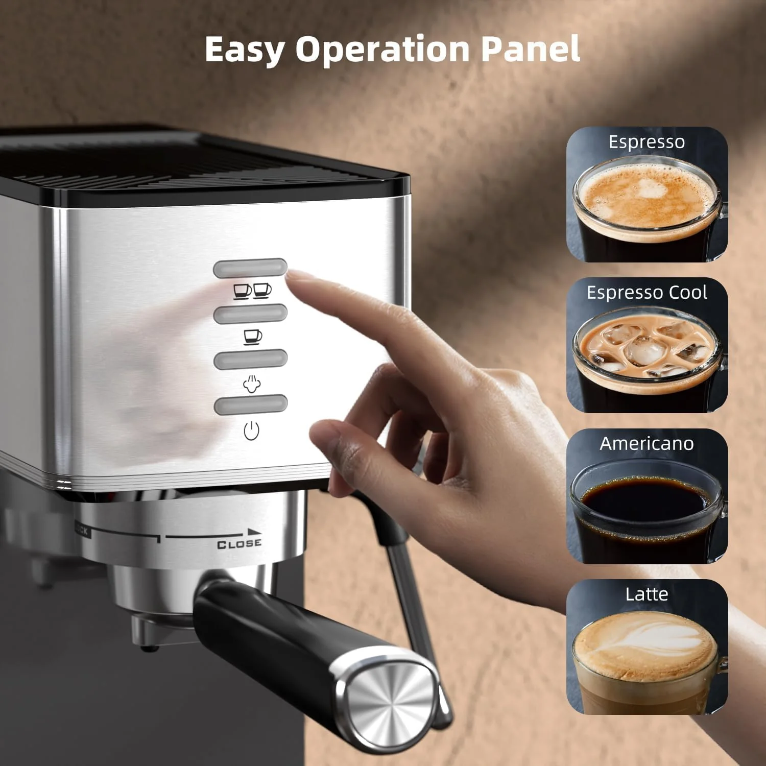 Kismile Espresso Coffee Maker Machine 20 Bar, with Milk Frother Steam Wand CM8032 - Image 10