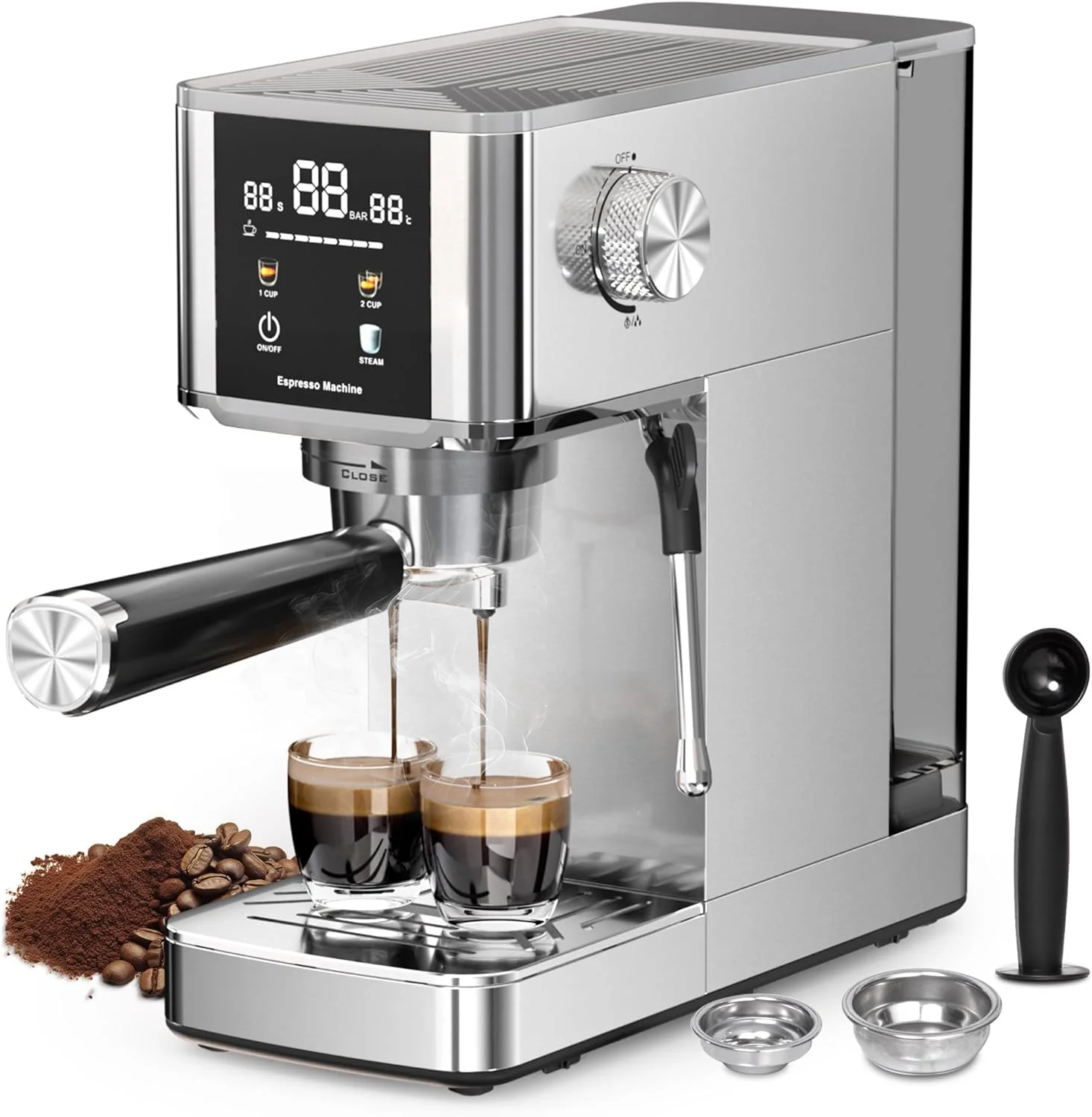 Kismile Espresso Coffee Maker Machine 20 Bar, with Milk Frother Steam Wand CM8032 - Image 15