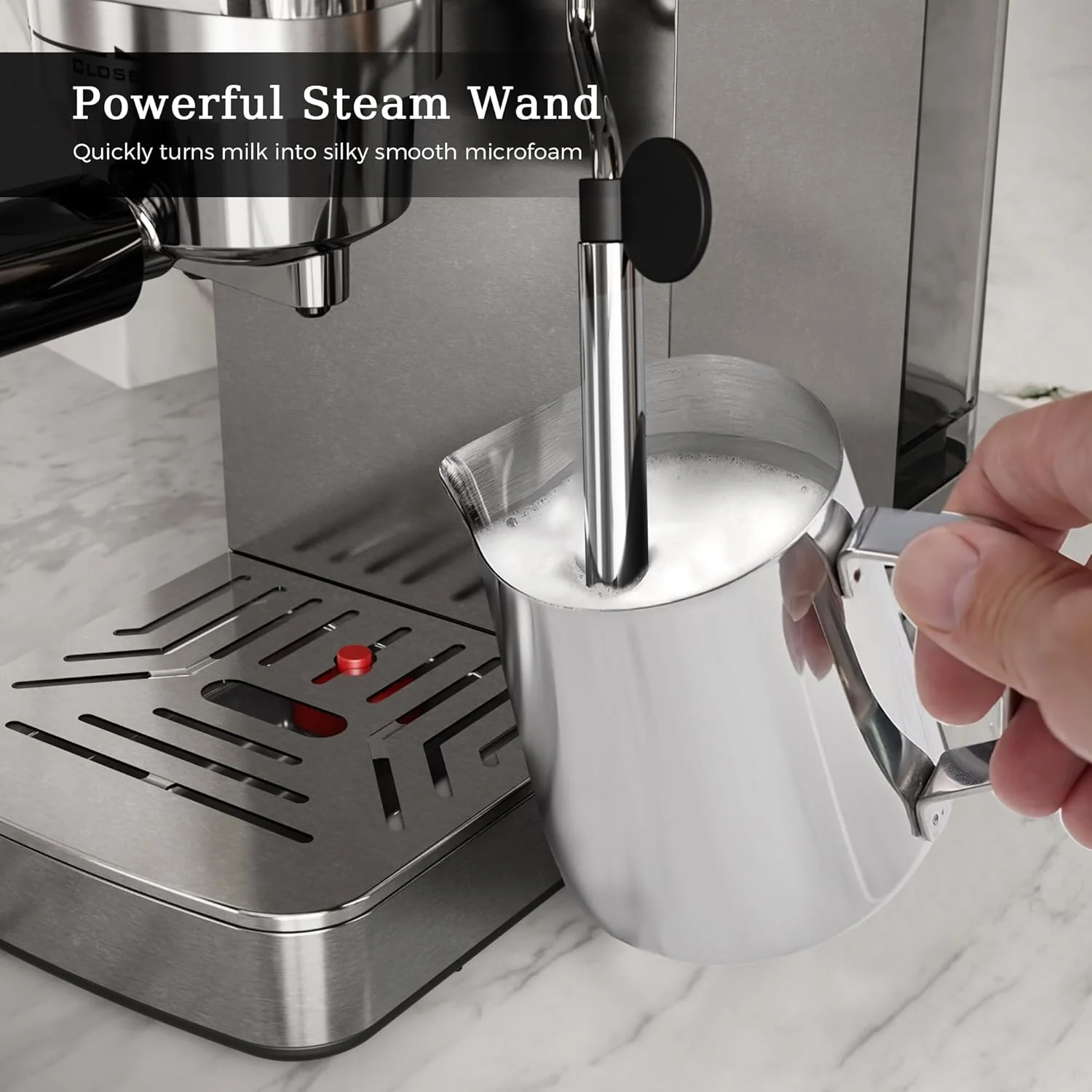 Kismile Espresso Coffee Maker Machine 20 Bar, with Milk Frother Steam Wand CM8032 - Image 4