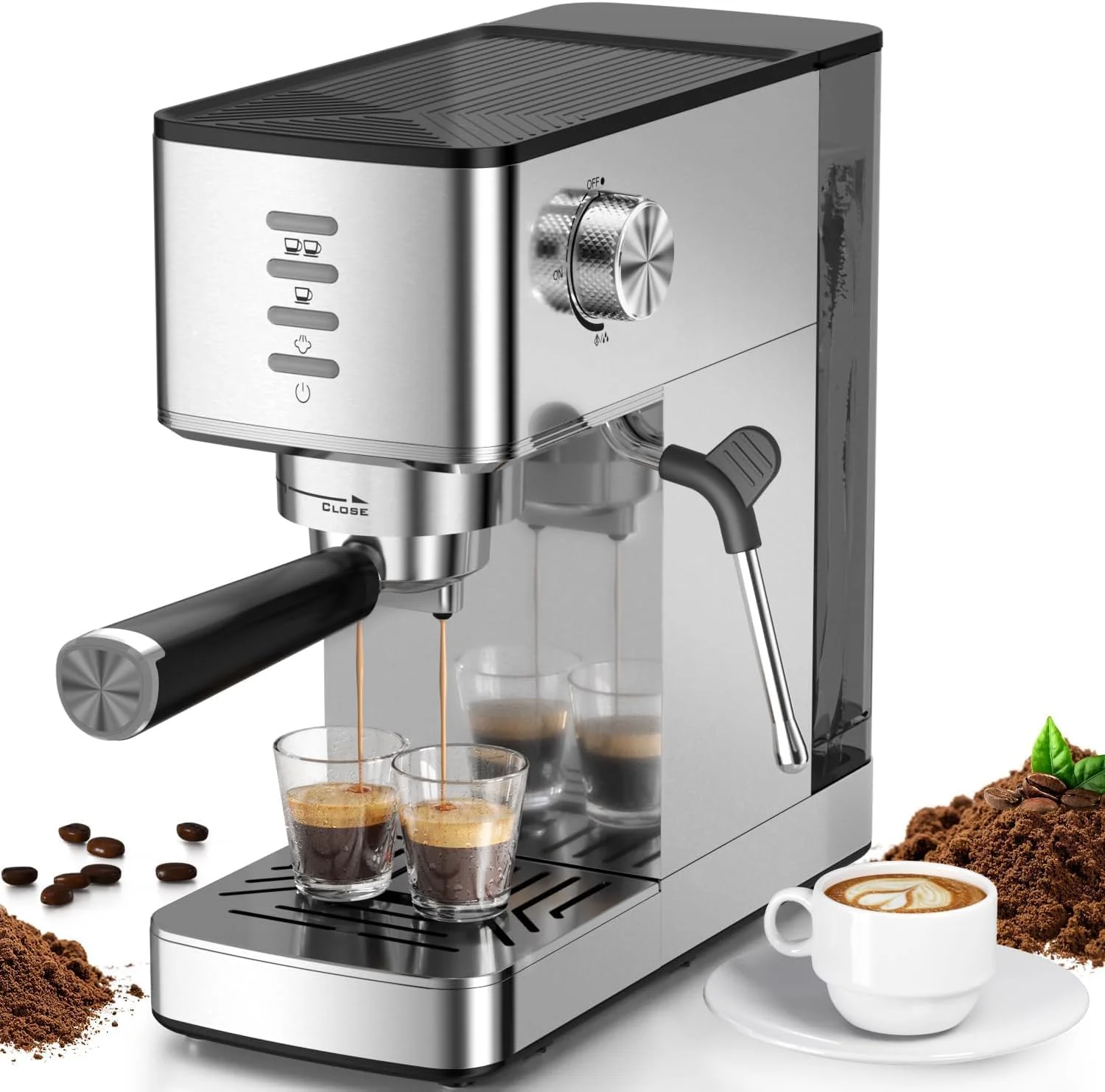 Kismile Espresso Coffee Maker Machine 20 Bar, with Milk Frother Steam Wand CM8032 - Image 8