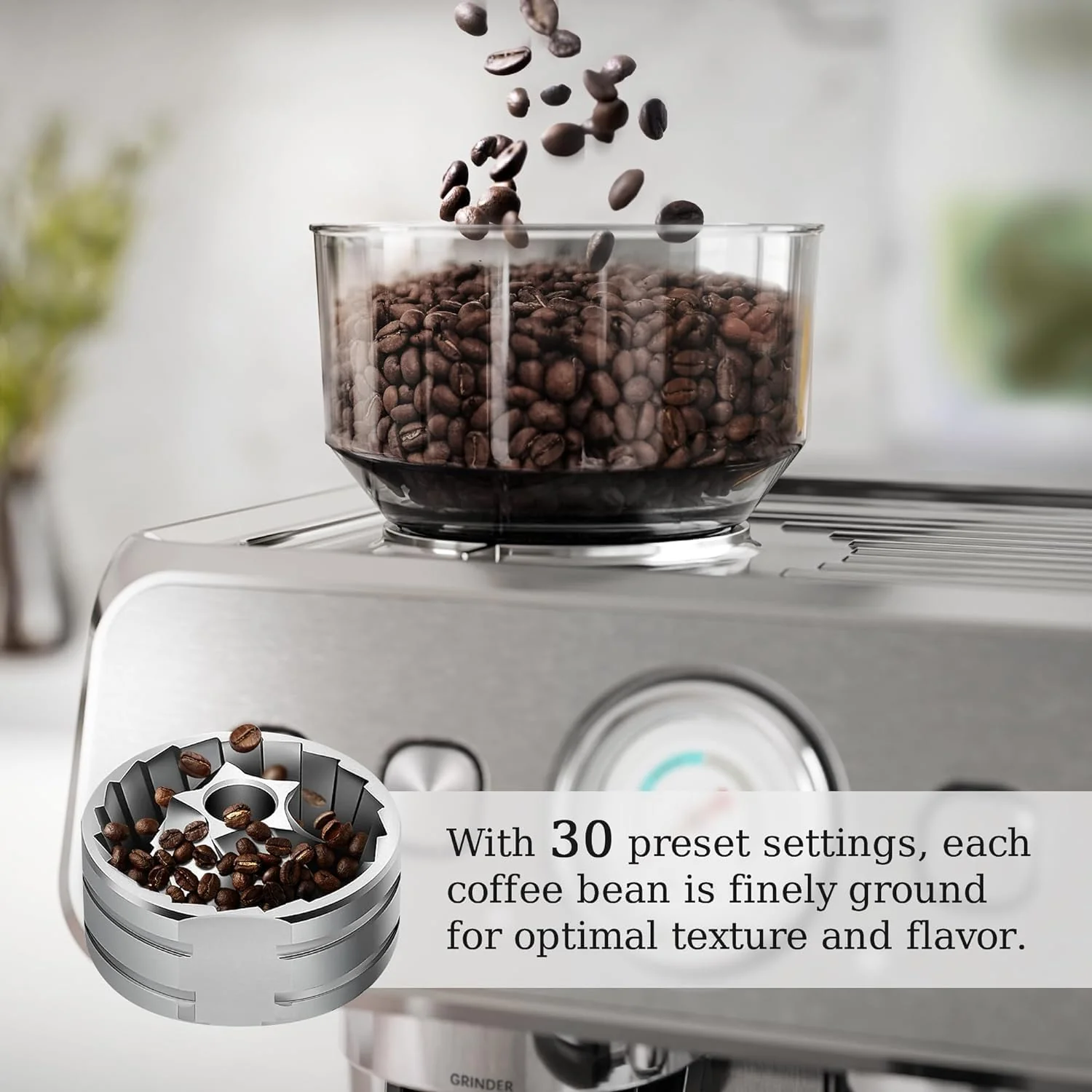 Kismile Espresso Machine, Semi-Automatic Coffee Maker with Bean Grinder and Milk Frother Steam Wand - Image 13