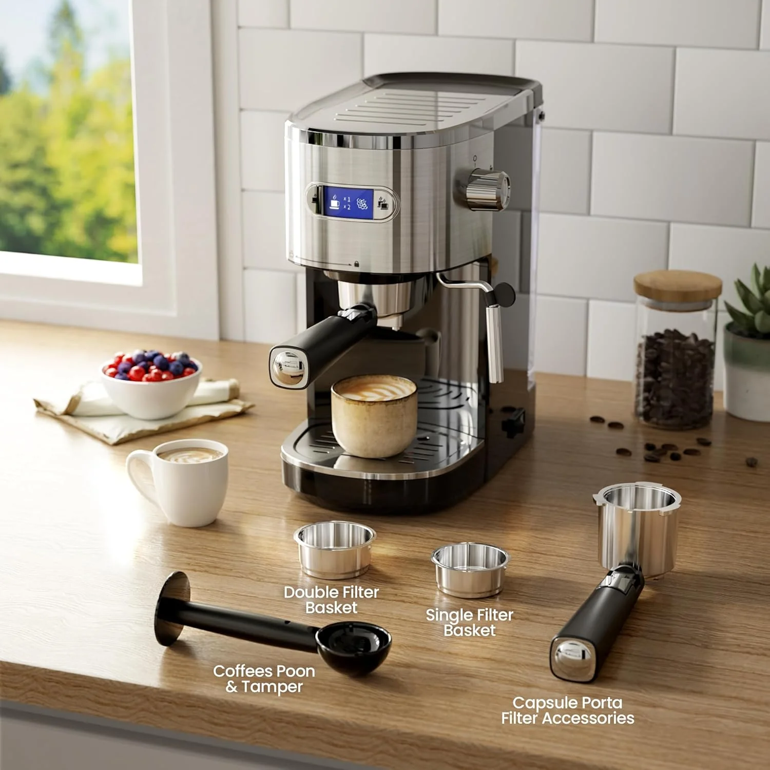 Kismile Espresso Machine, Semi-Automatic Coffee Maker with Bean Grinder and Milk Frother Steam Wand - Image 21