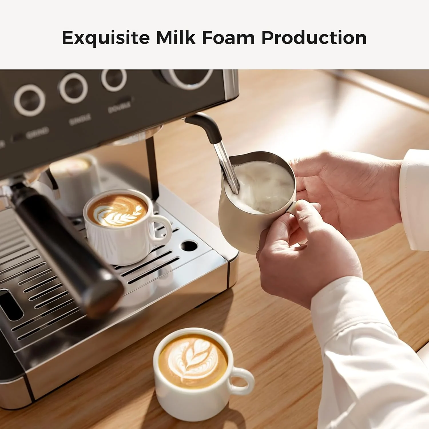 Kismile Espresso Machine, Semi-Automatic Coffee Maker with Bean Grinder and Milk Frother Steam Wand - Image 25