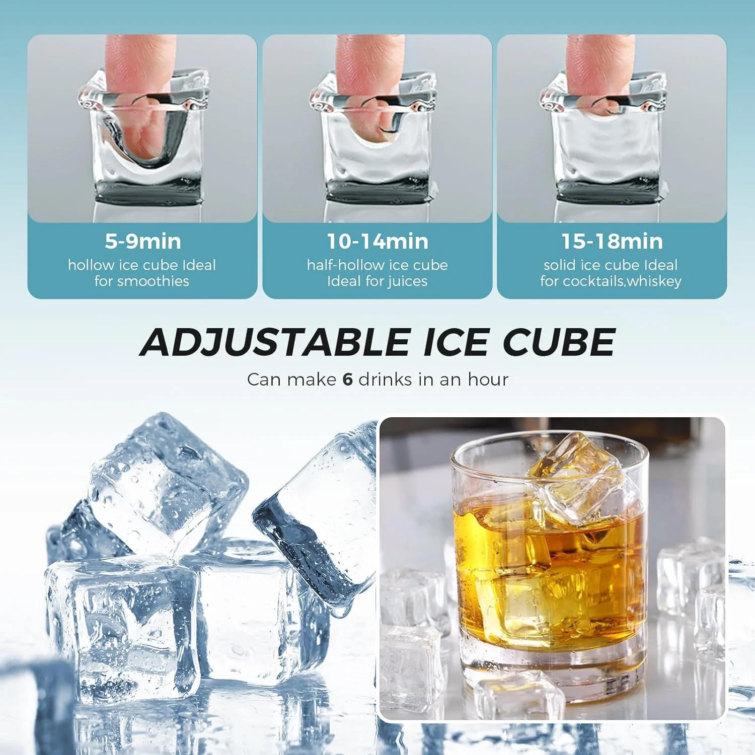 Kismile Ice Maker Countertop, Portable Ice Cube Maker Machine Z5813AF - Image 5