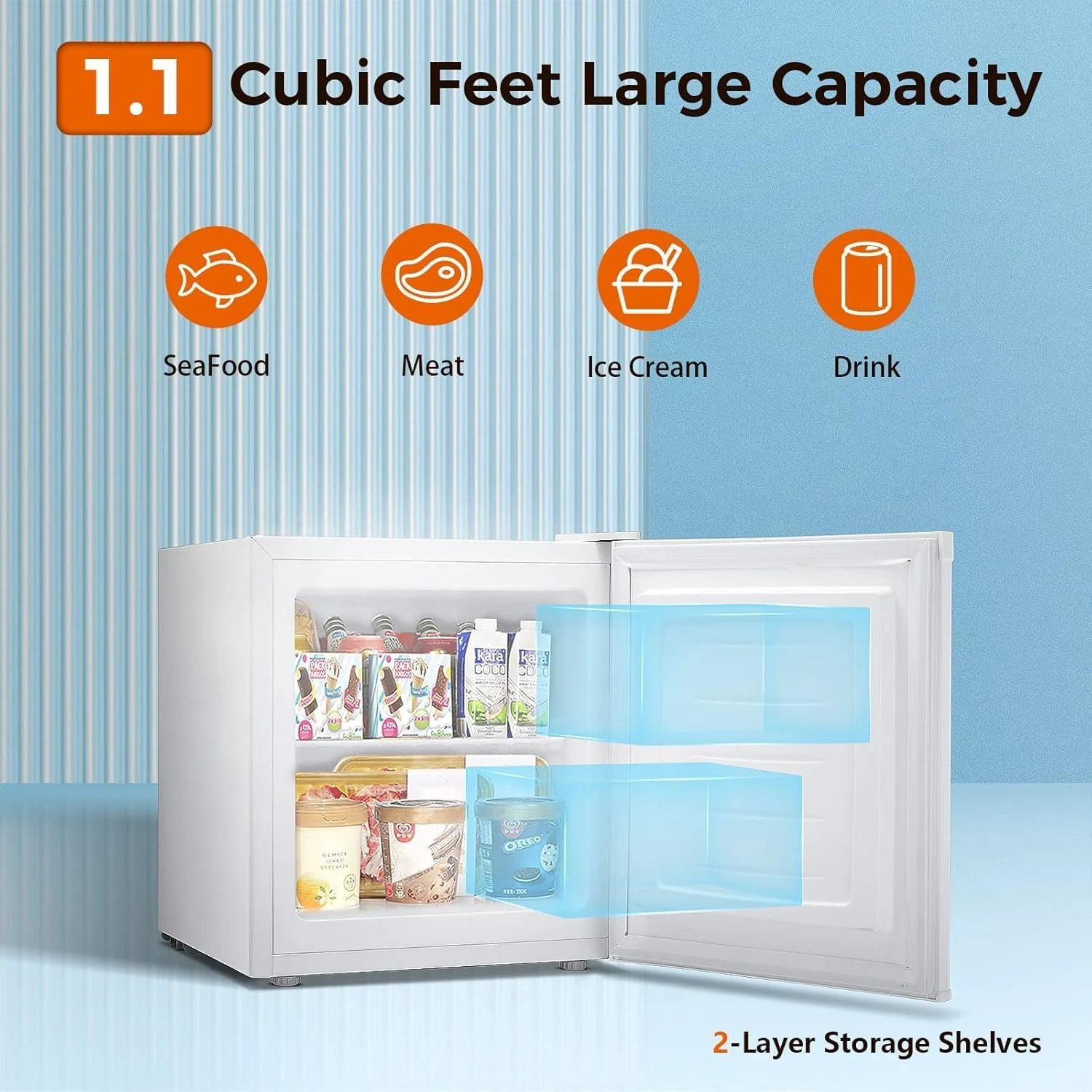 Kismile Mini Freezer,1.1 Cu.ft Upright Freezer with Reversible Single Door - Image 16