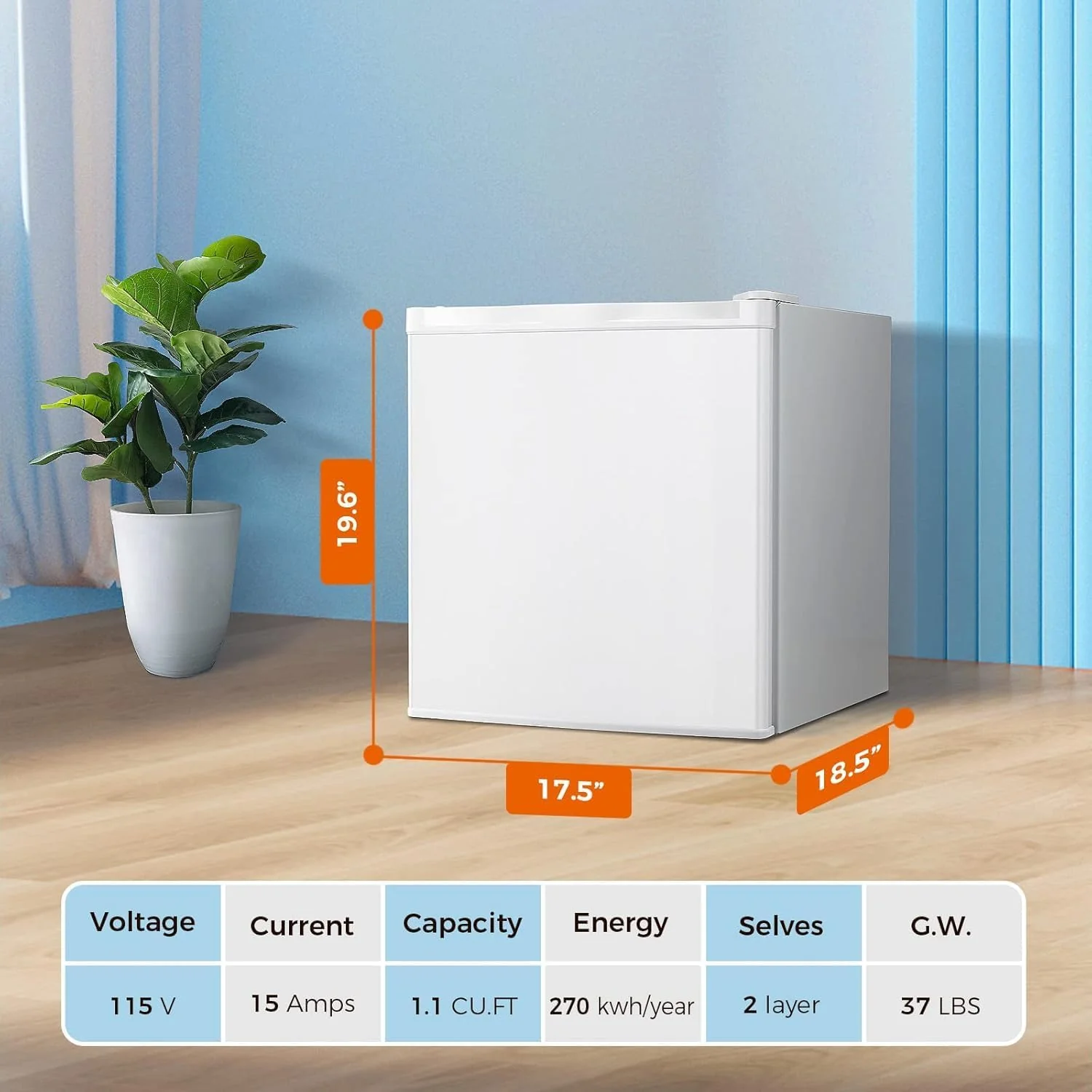 Kismile Mini Freezer,1.1 Cu.ft Upright Freezer with Reversible Single Door - Image 17