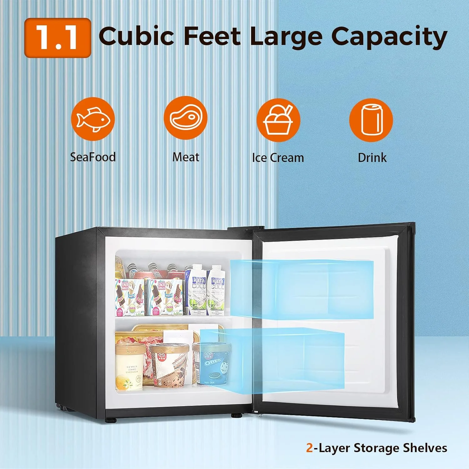 Kismile Mini Freezer,1.1 Cu.ft Upright Freezer with Reversible Single Door - Image 5
