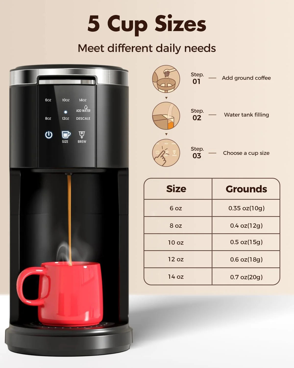 Kismile Single Serve Coffee Maker CM3729 - Image 3
