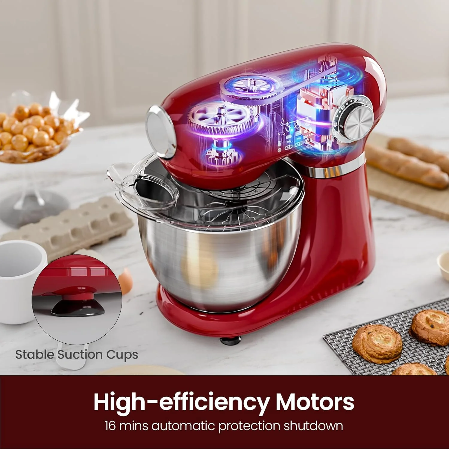 Kismile Stand Mixer, 5.5-Quart Electric Mixer with 12 Speeds CF3715 - Image 13