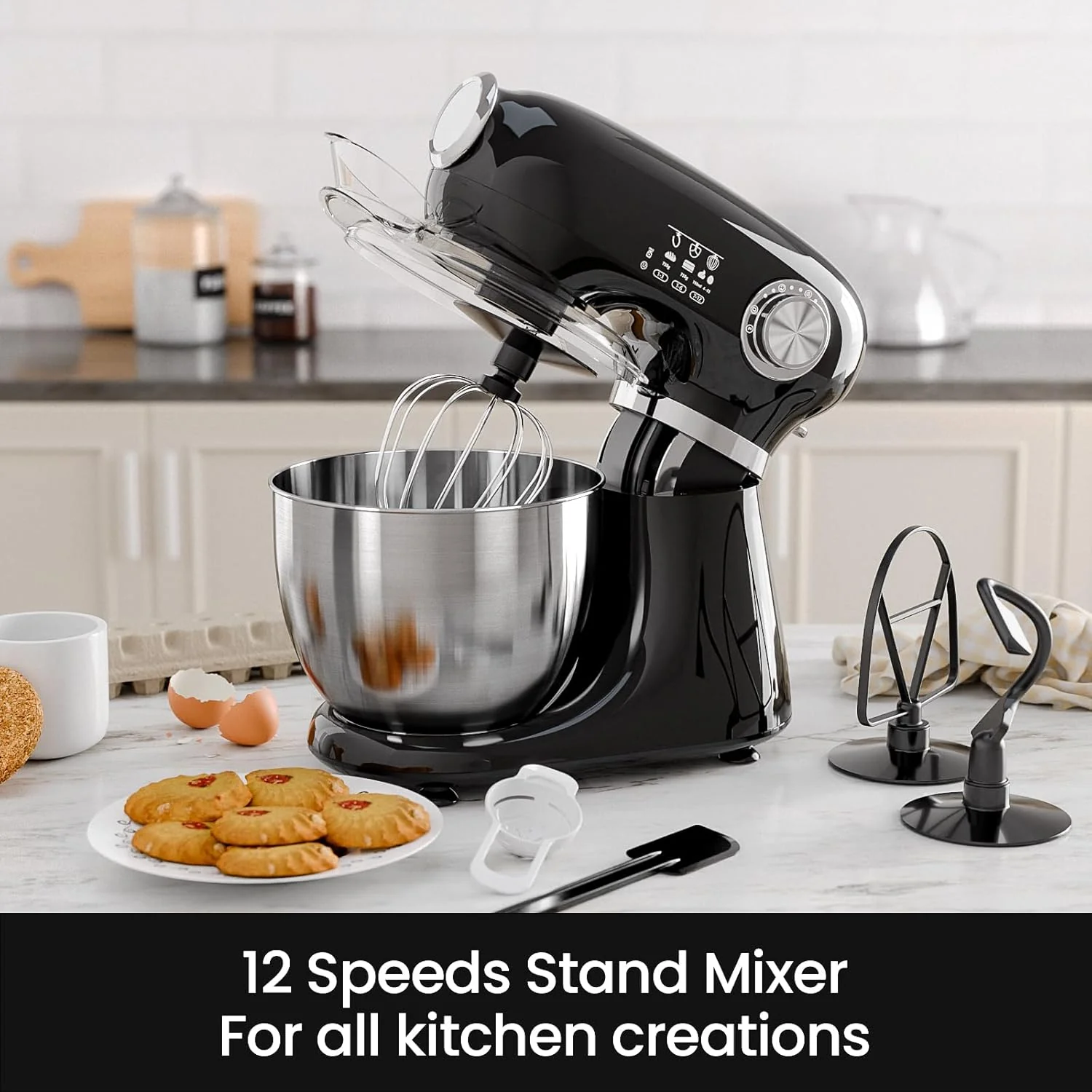 Kismile Stand Mixer, 5.5-Quart Electric Mixer with 12 Speeds CF3715 - Image 2