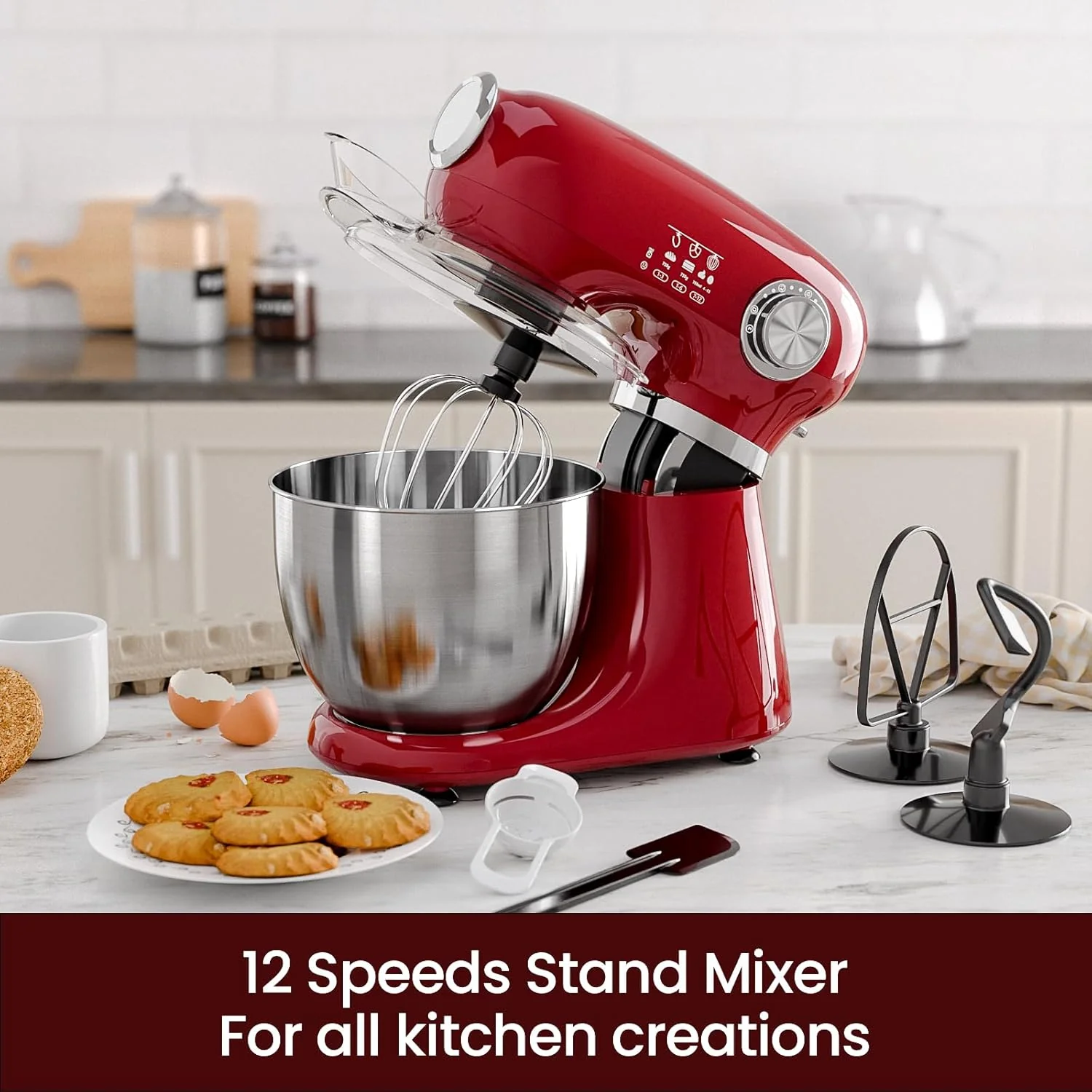 Kismile Stand Mixer, 5.5-Quart Electric Mixer with 12 Speeds CF3715 - Image 9