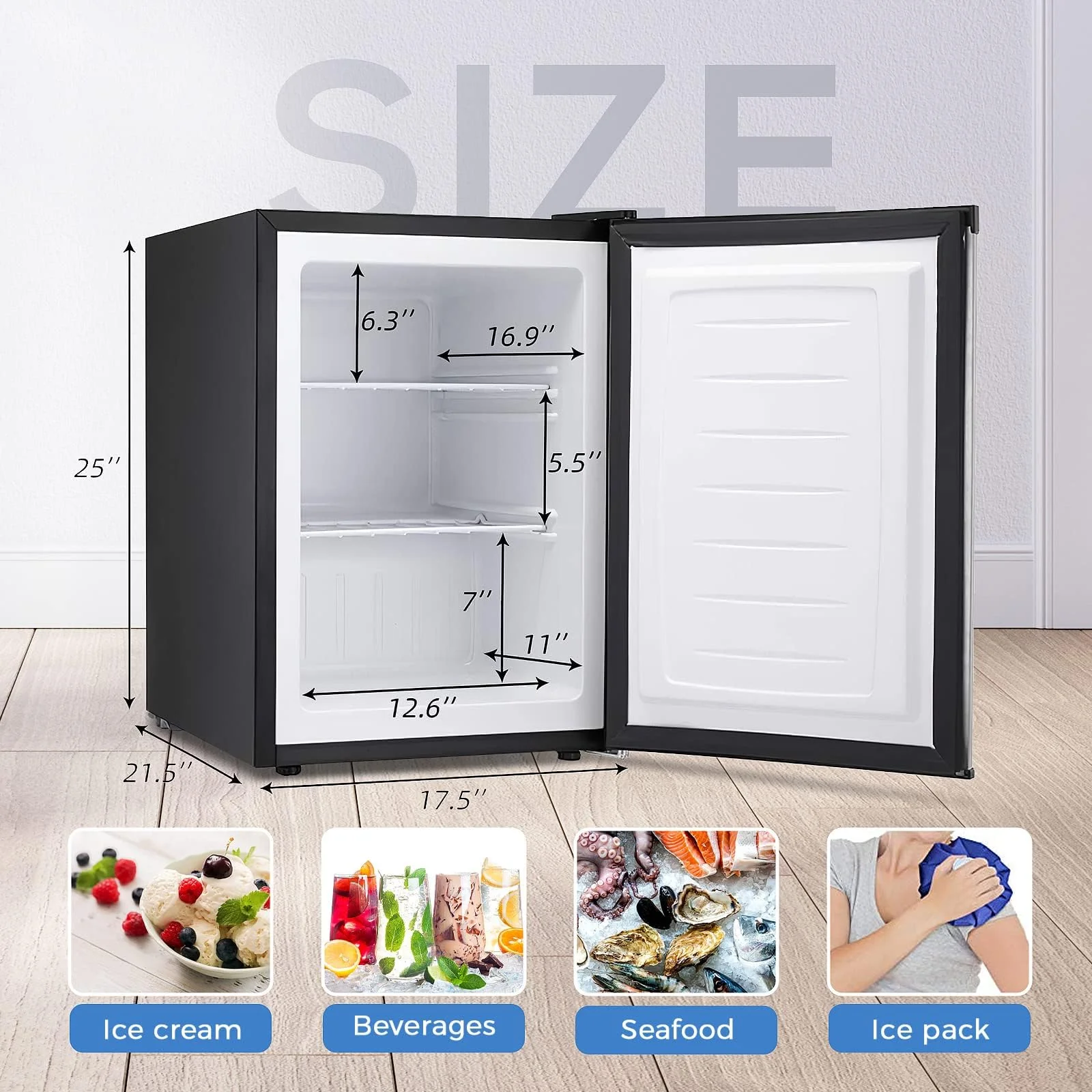 Kismile Upright Freezer,3.0 Cu.ft Mini Freezer with Reversible Single Door - Image 13