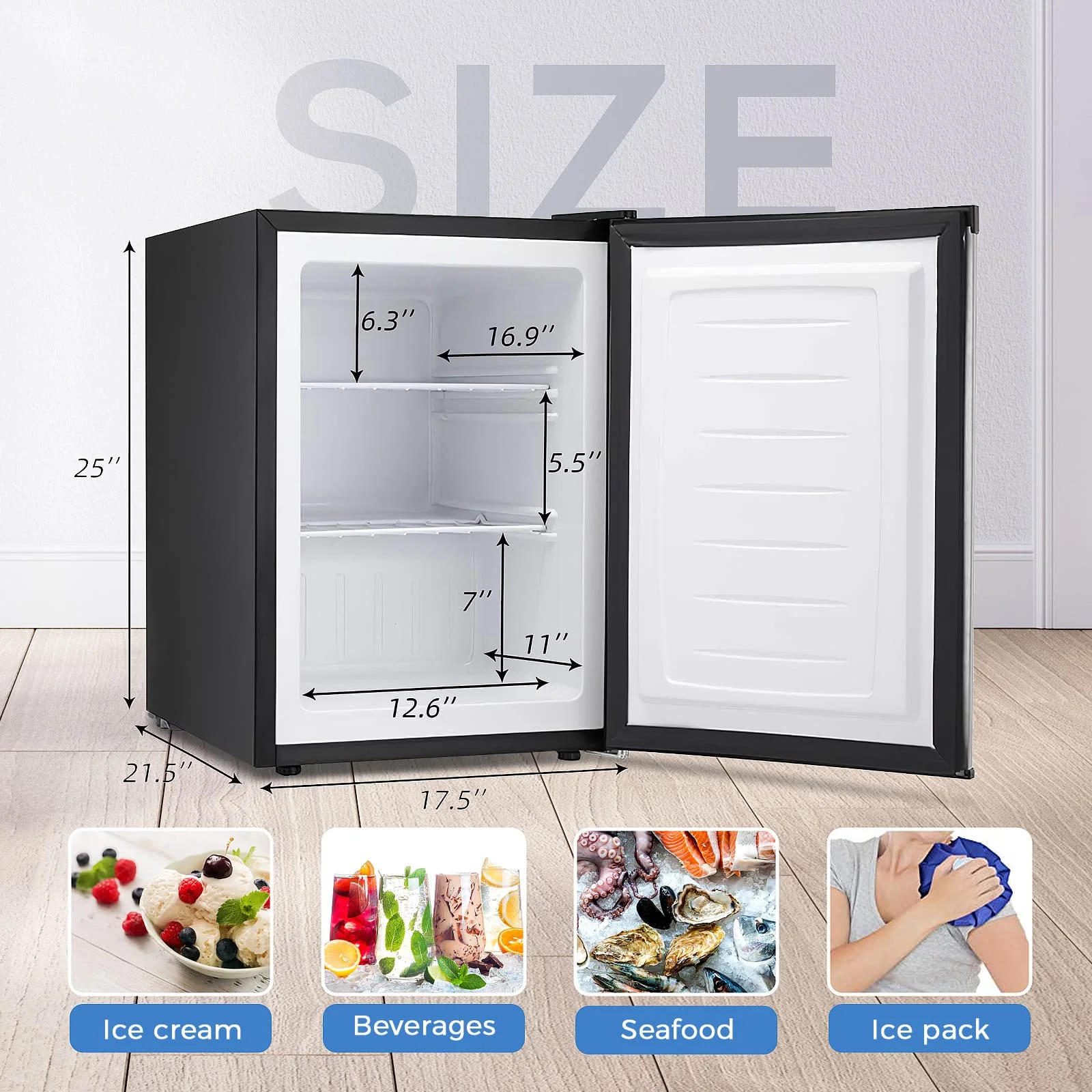 Kismile Upright Freezer,3.0 Cu.ft Mini Freezer with Reversible Single Door - Image 22