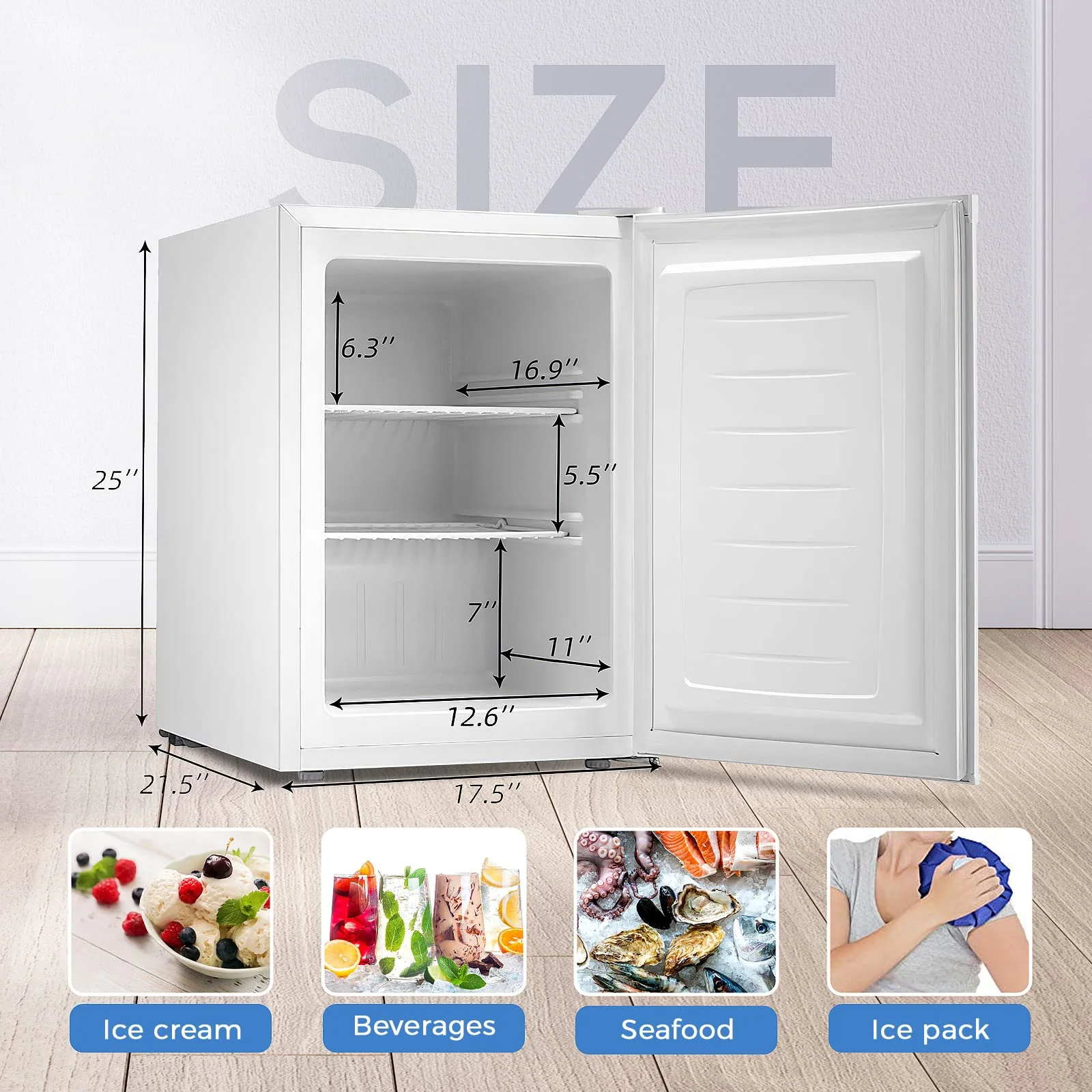Kismile Upright Freezer,3.0 Cu.ft Mini Freezer with Reversible Single Door - Image 28