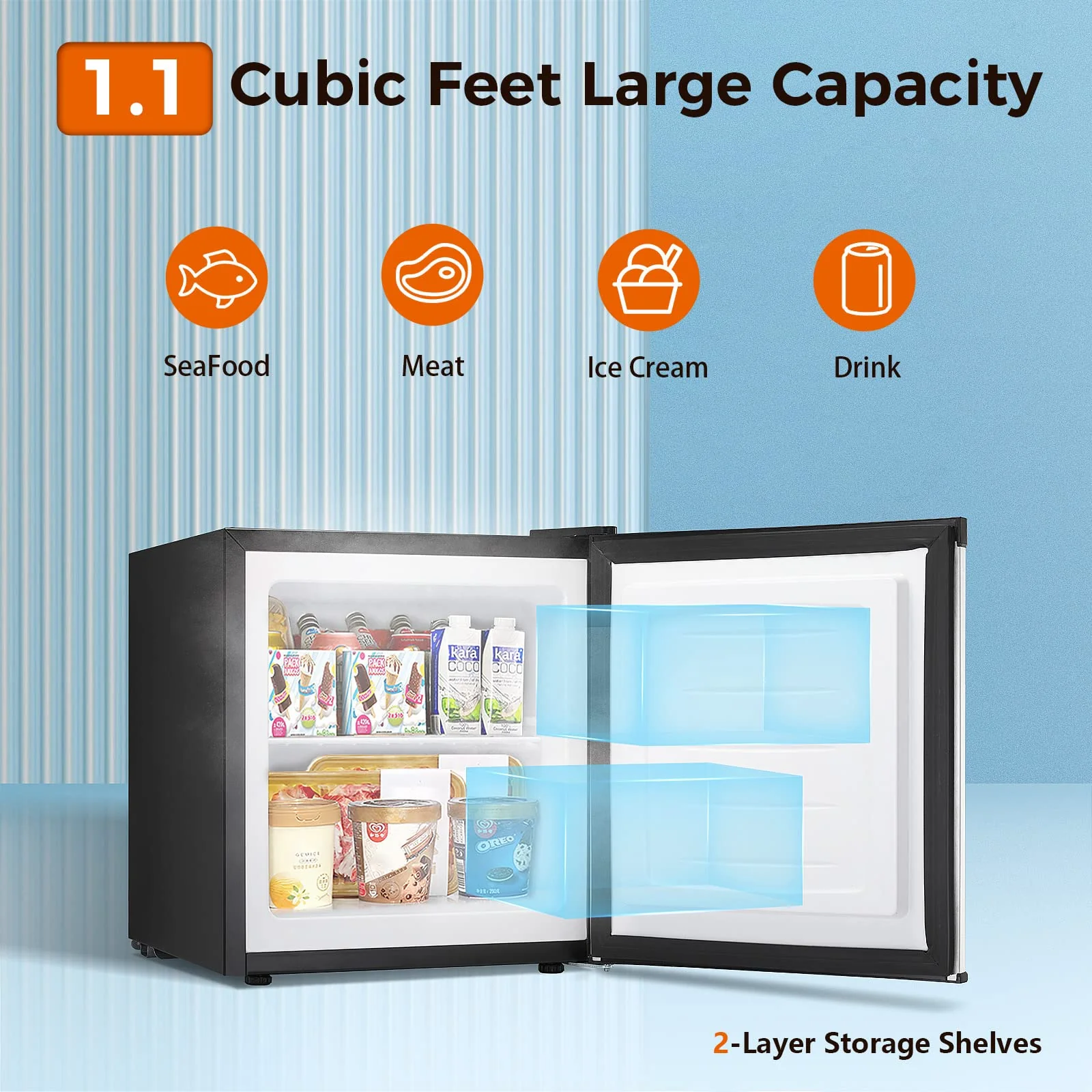 Kismile Upright Freezer,3.0 Cu.ft Mini Freezer with Reversible Single Door - Image 47