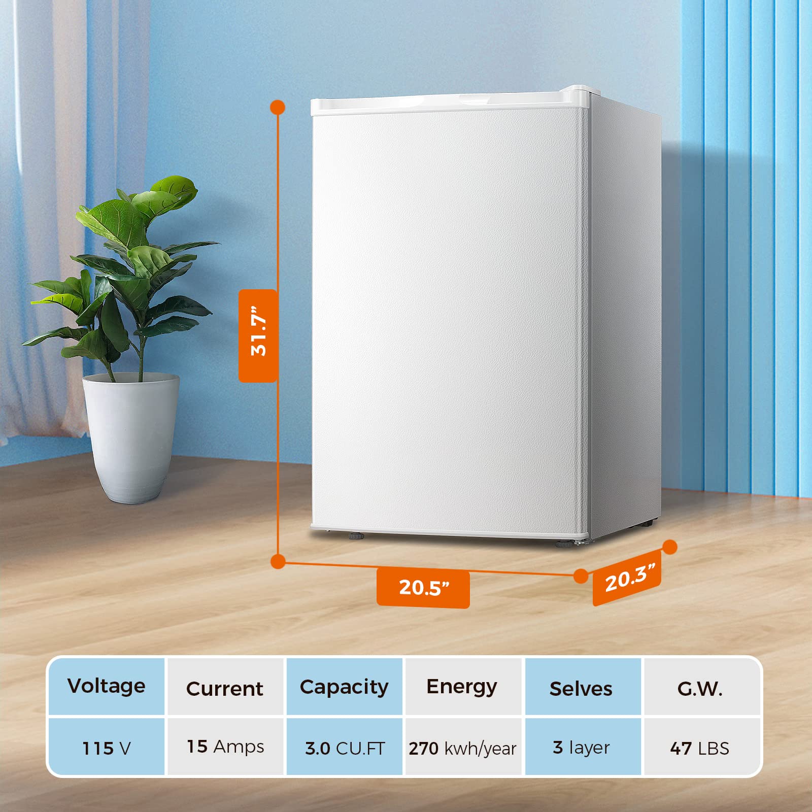 Kismile Upright Freezer,3.0 Cu.ft Mini Freezer with Reversible Single Door - Image 62