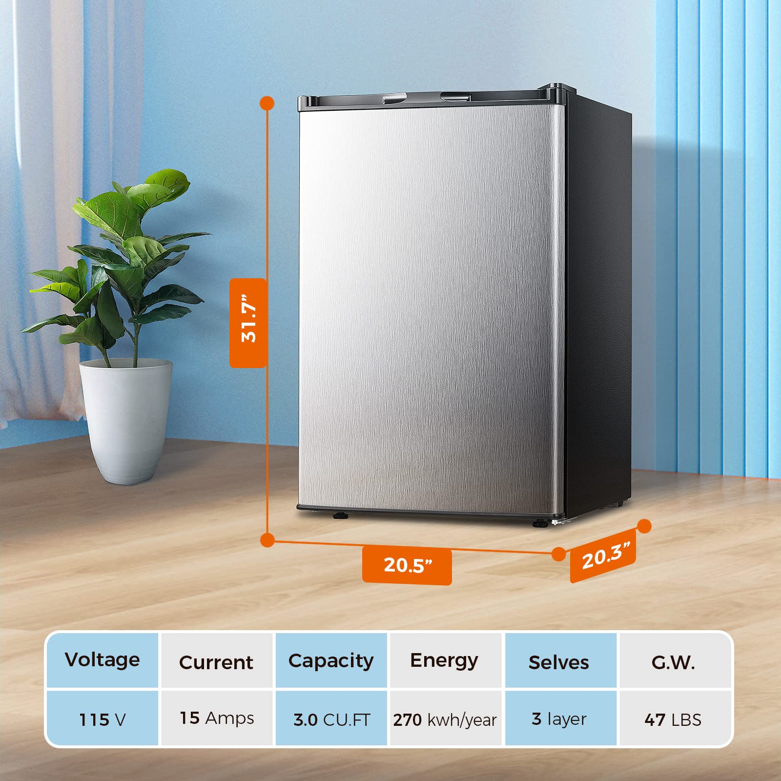 Kismile Upright Freezer,3.0 Cu.ft Mini Freezer with Reversible Single Door - Image 69