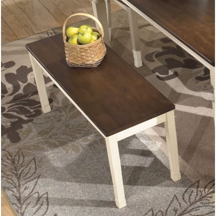 Kitchen Seating Wooden Bench in White and Brown Finish - Image 3
