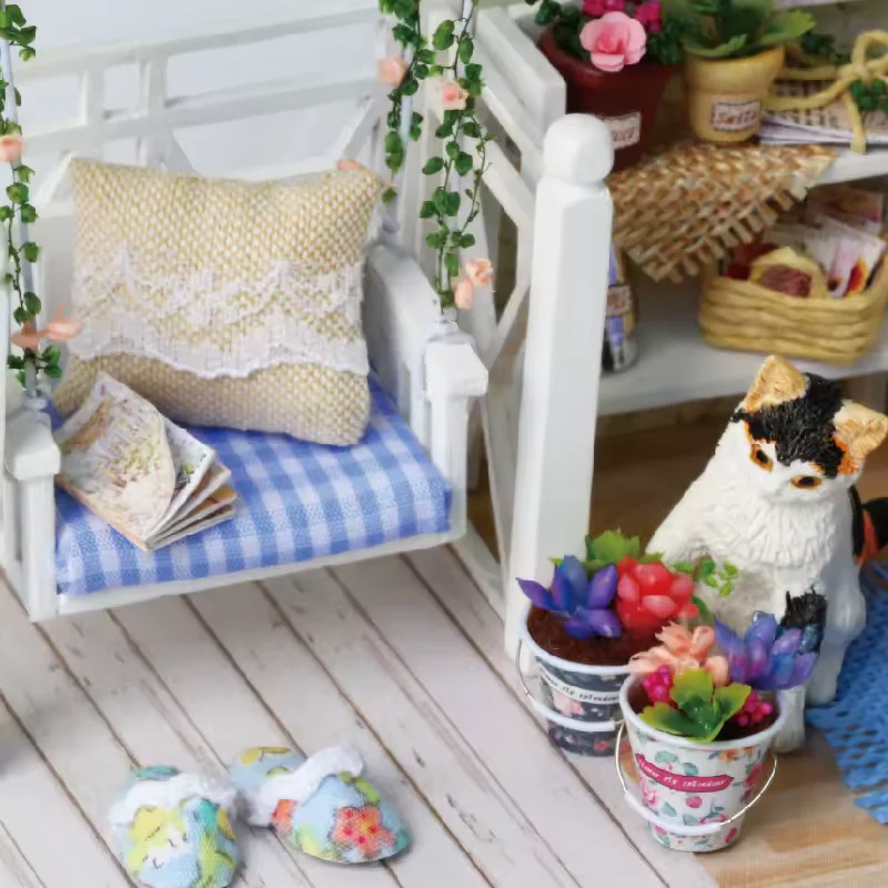 Kitten Diary Dollhouse Kit - Miniature Wizardi Roombox Kit with LED Light F07M51-70-3013 - Image 2