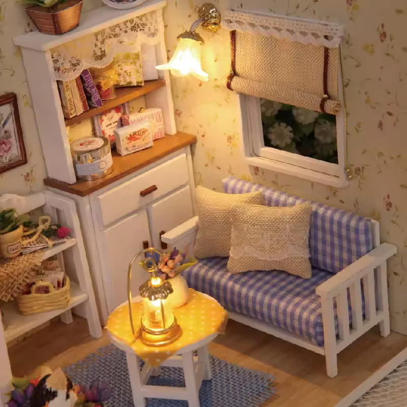 Kitten Diary Dollhouse Kit - Miniature Wizardi Roombox Kit with LED Light F07M51-70-3013 - Image 3