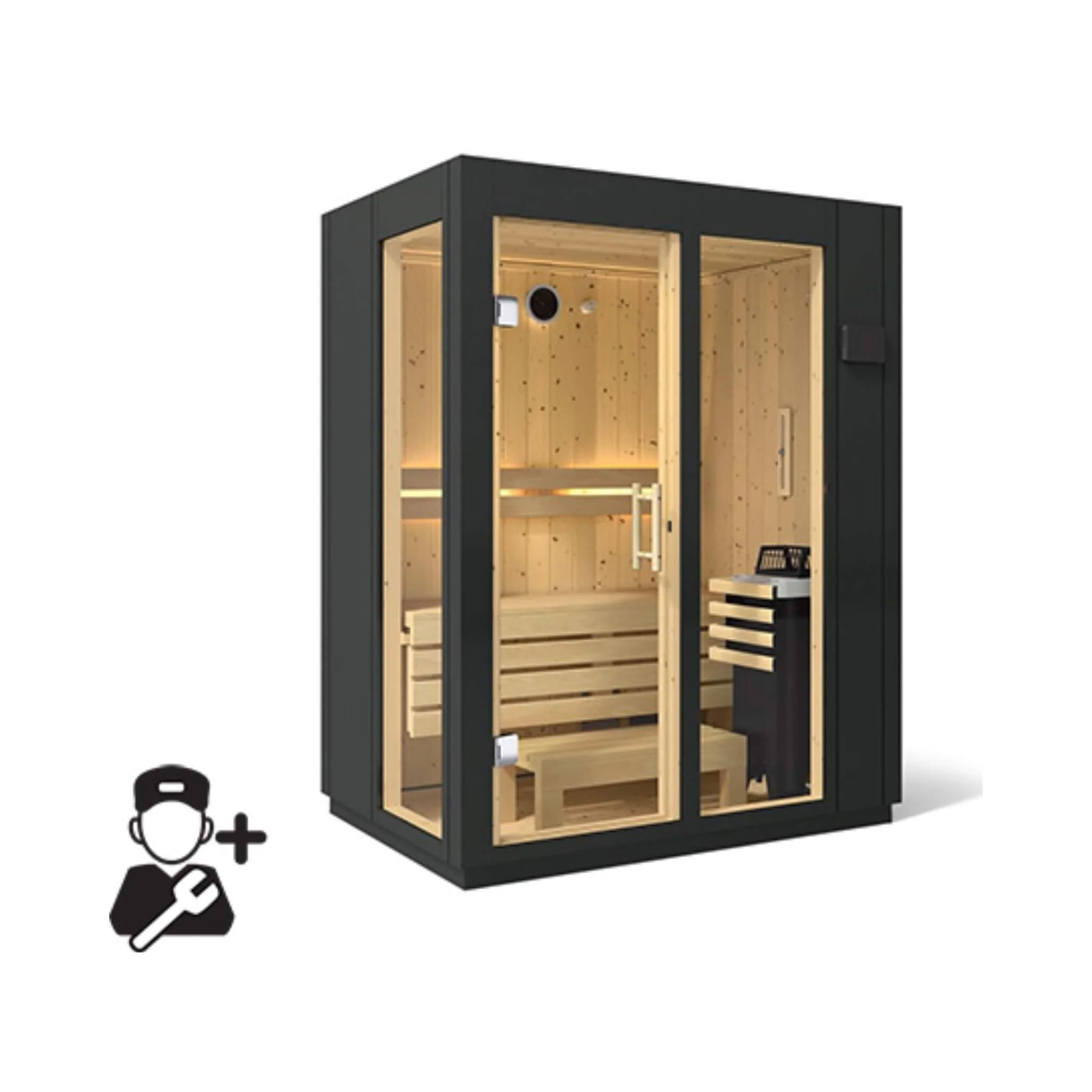 Kohler C1 Indoor Graphite Gray Freestanding Alcove Design Sauna Kit (SAK93182) - Image 13