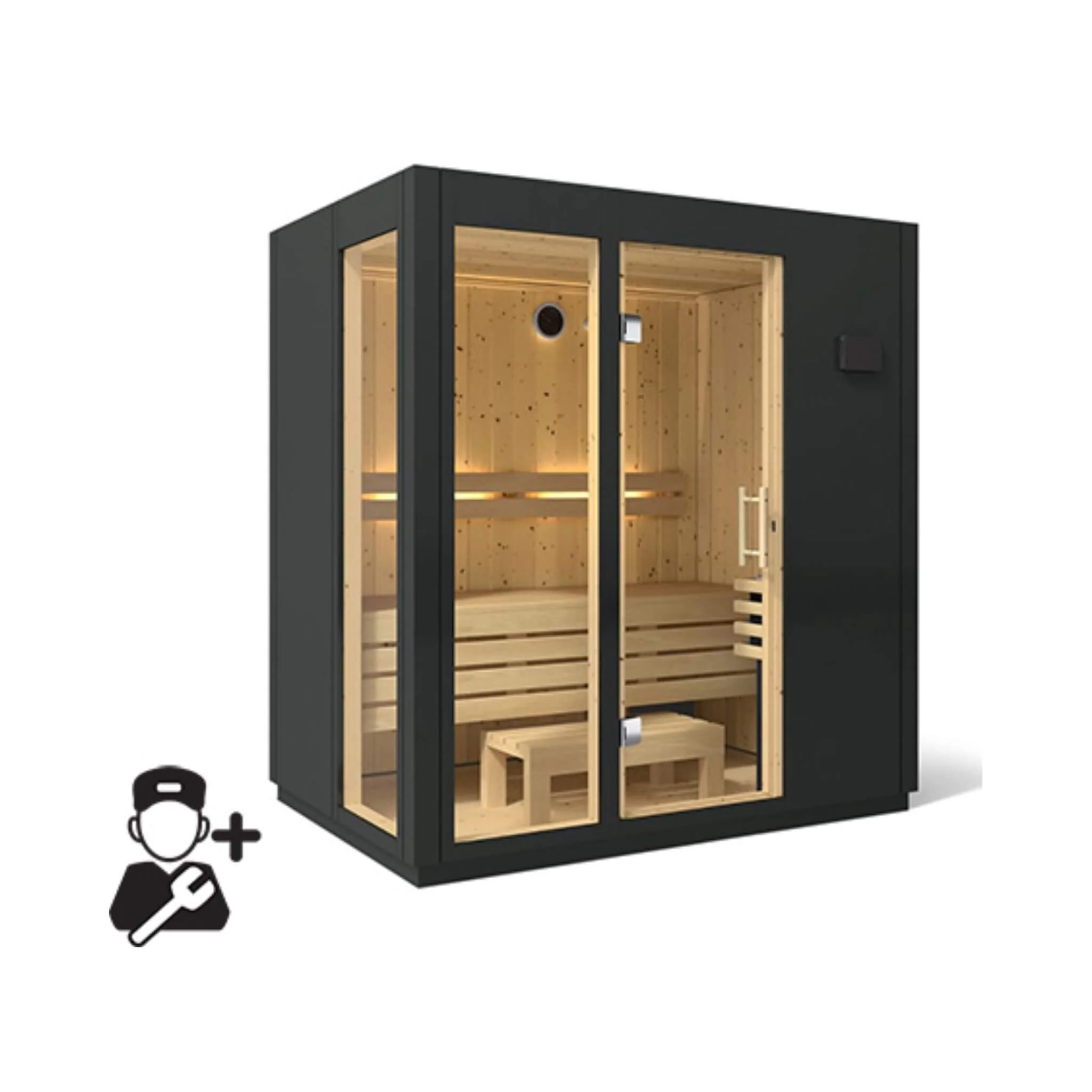 Kohler C1 Indoor Graphite Gray Freestanding Alcove Design Sauna Kit (SAK93182) - Image 14