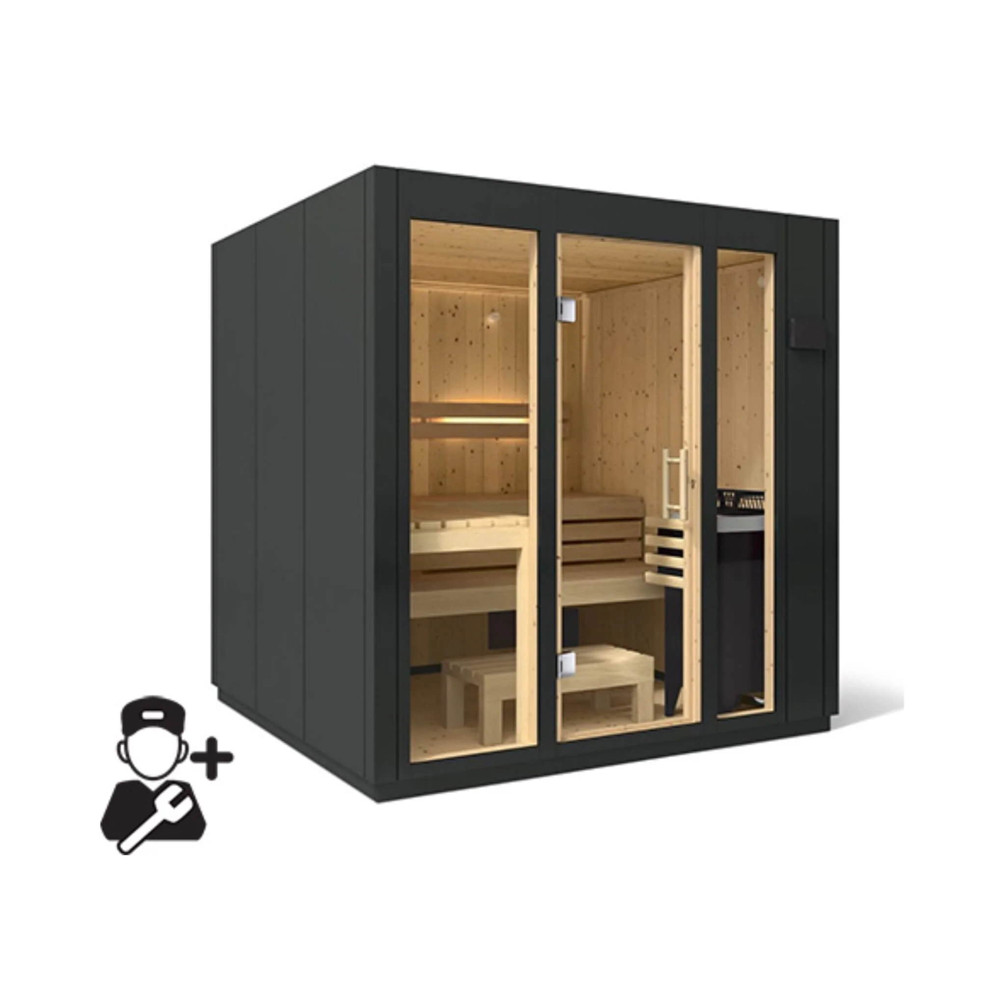 Kohler C1 Indoor Graphite Gray Freestanding Alcove Design Sauna Kit (SAK93182) - Image 15