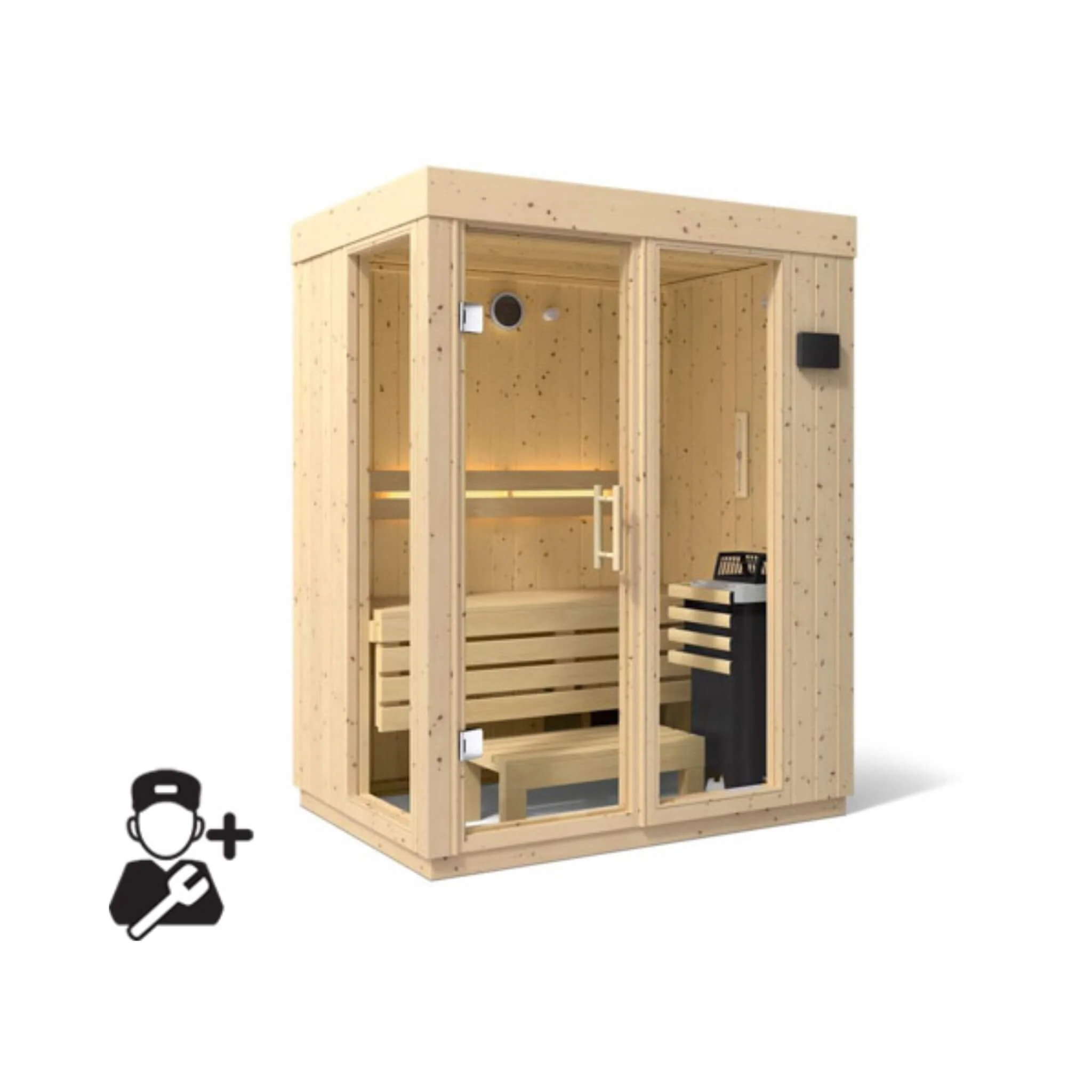 Kohler C1 Luxury Indoor Scandinavian Spruce Home Sauna Kit (SAK60418) - Image 10