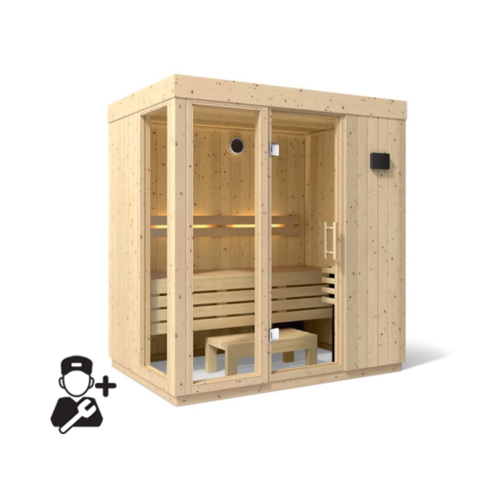 Kohler C1 Luxury Indoor Scandinavian Spruce Home Sauna Kit (SAK60418) - Image 11