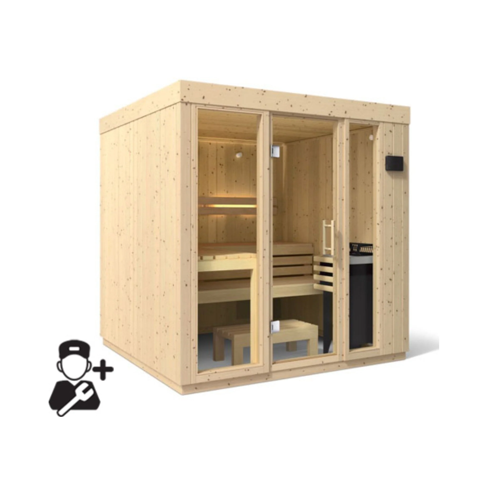 Kohler C1 Luxury Indoor Scandinavian Spruce Home Sauna Kit (SAK60418) - Image 12