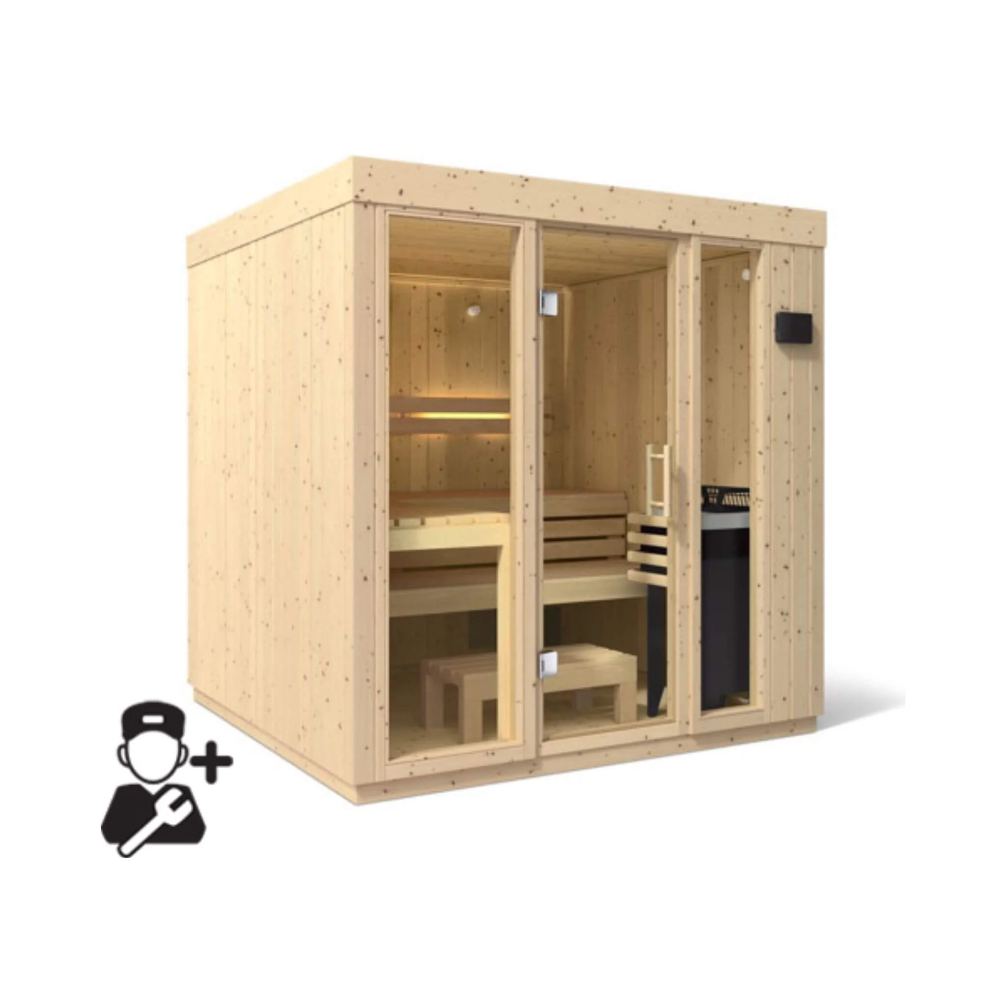 Kohler C1 Luxury Indoor Scandinavian Spruce Home Sauna Kit (SAK60418) - Image 13