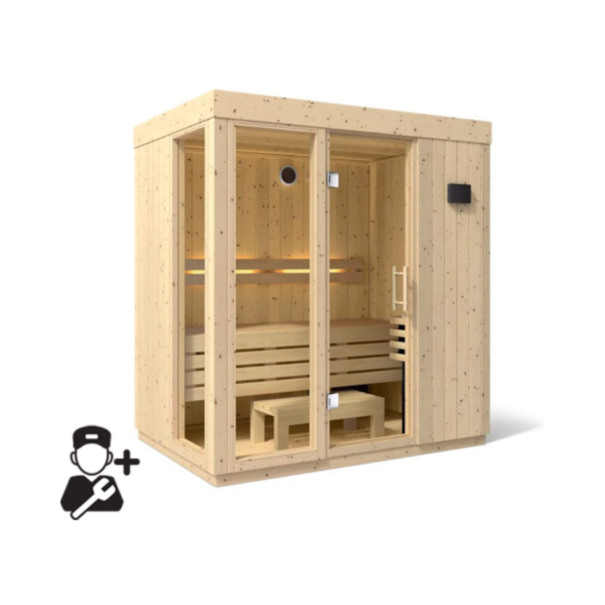 Kohler C1 Luxury Indoor Scandinavian Spruce Home Sauna Kit (SAK60418) - Image 14