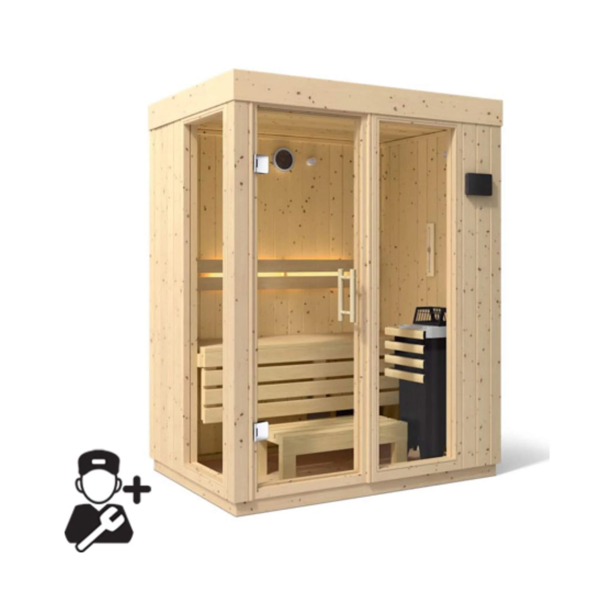 Kohler C1 Luxury Indoor Scandinavian Spruce Home Sauna Kit (SAK60418) - Image 15