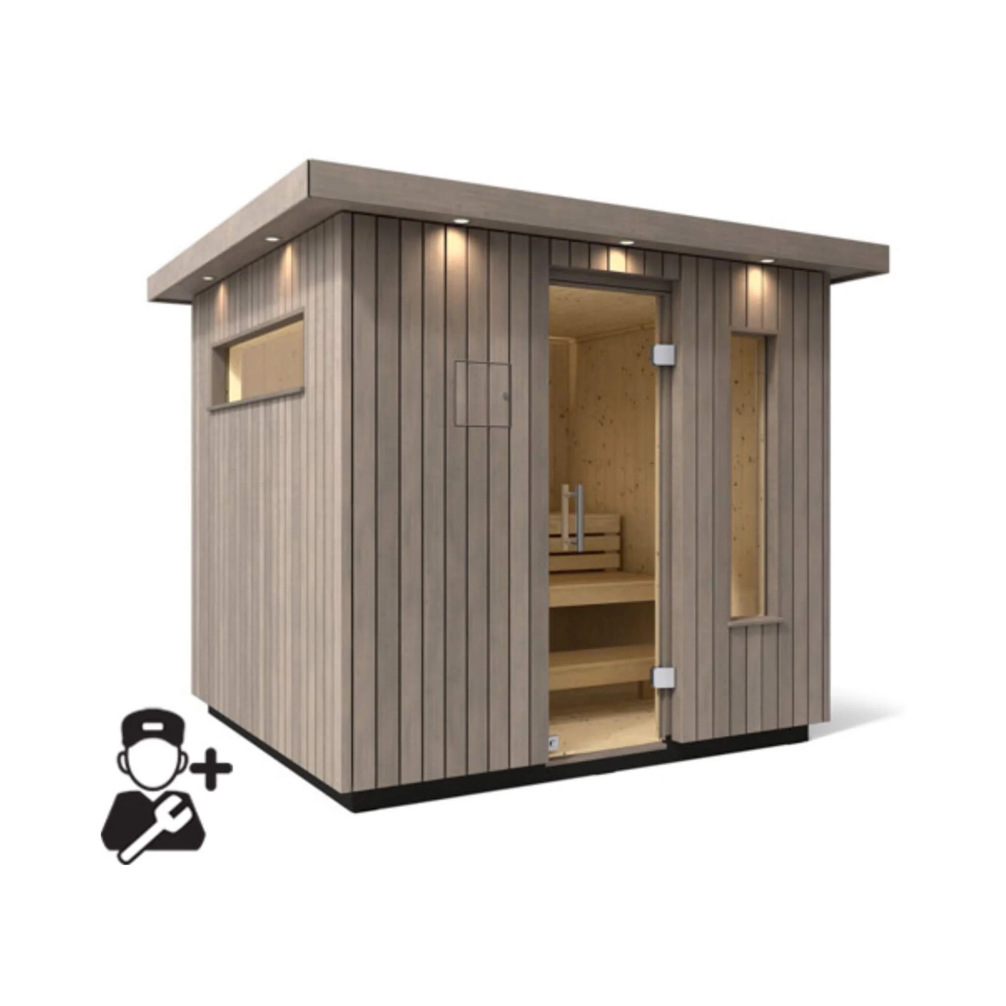 Kohler C2 Outdoor Weathered Gray Spruce Sauna Kit (SAK39184) - Image 10
