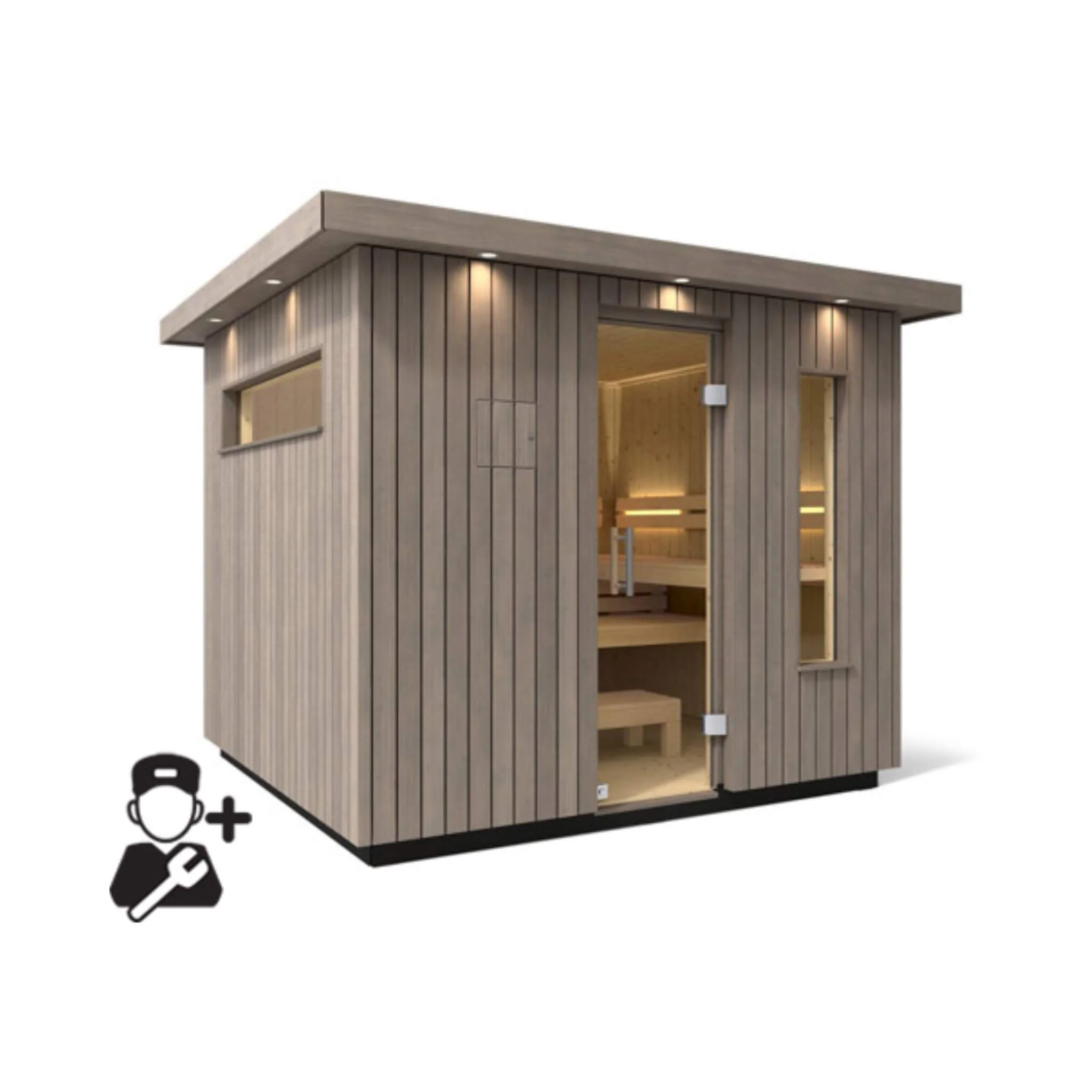 Kohler C2 Outdoor Weathered Gray Spruce Sauna Kit (SAK39184) - Image 11