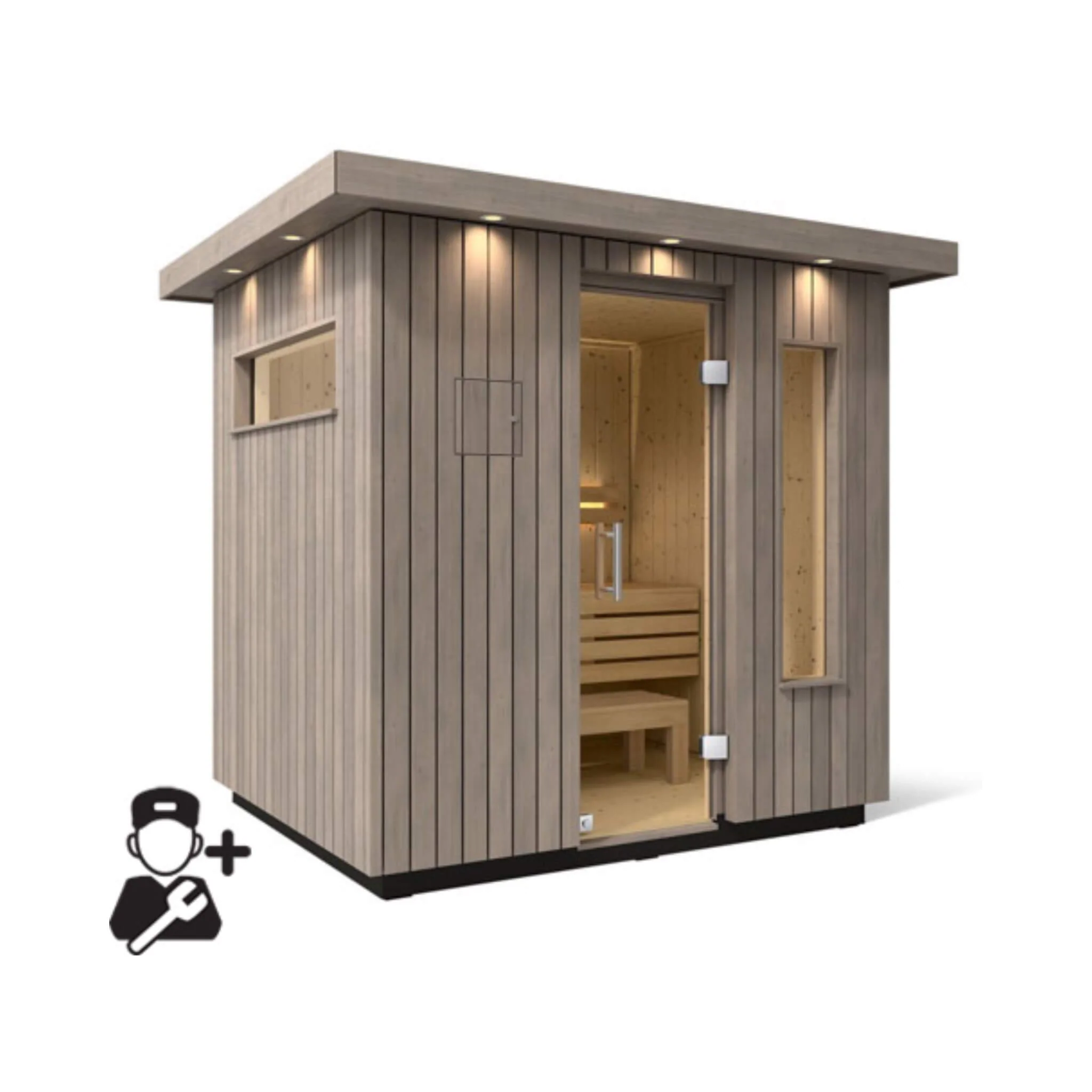 Kohler C2 Outdoor Weathered Gray Spruce Sauna Kit (SAK39184) - Image 9