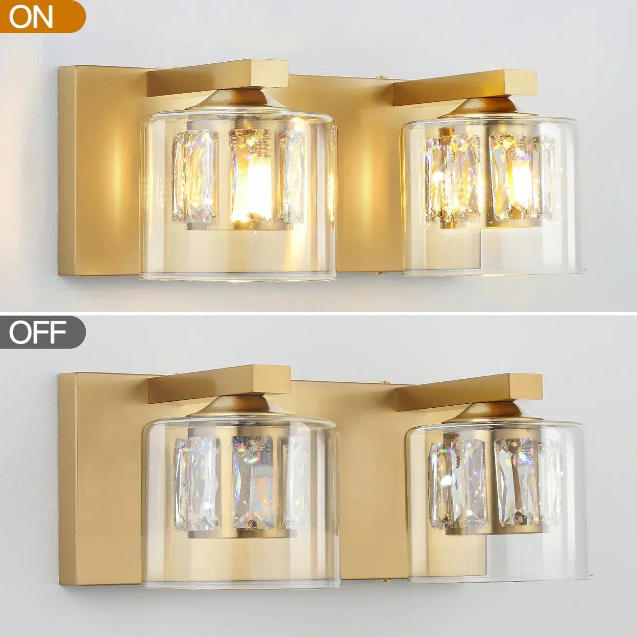 Kolt Chrome Modern 2-Light Bathroom Vanity Light - Image 14