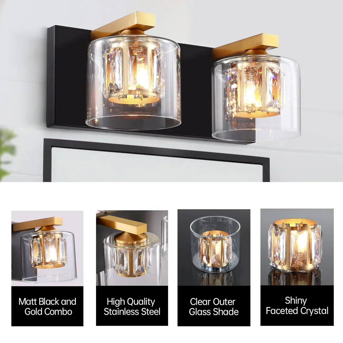 Kolt Chrome Modern 2-Light Bathroom Vanity Light - Image 20